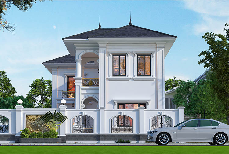 Biệt thự 2 tầng tân cổ điển mái Nhật tại Thanh Hóa KT2007985 – phối cảnh mặt tiền chính