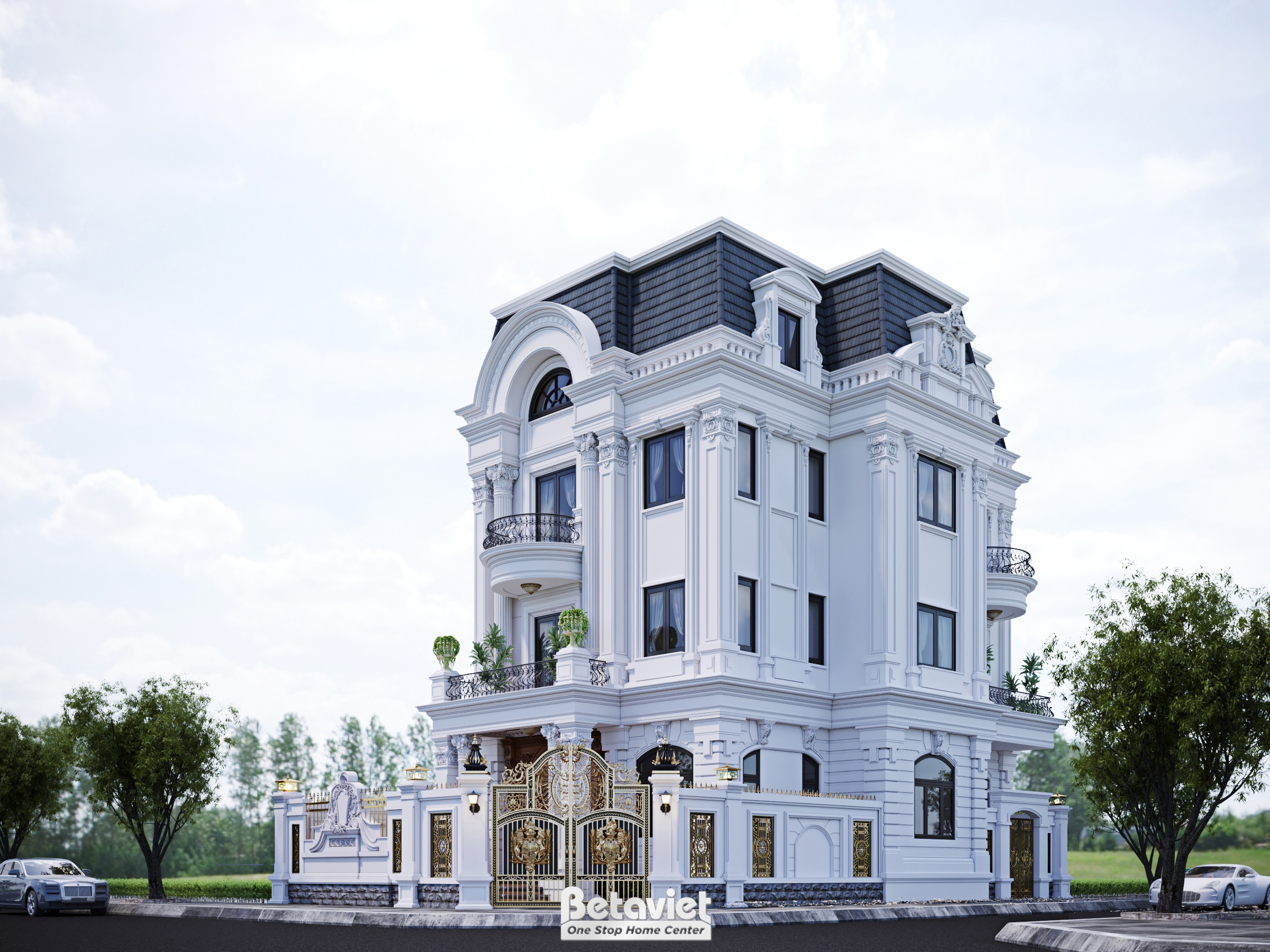 Thiết kế biệt thự 4 tầng tân cổ điển 550m2 tại Hải Dương Plaza KT23313