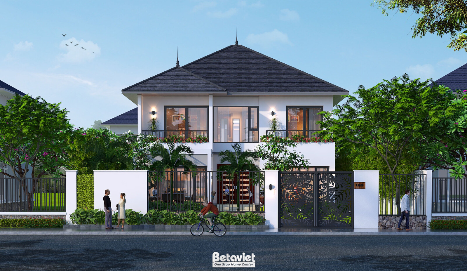 Biệt thự 2 tầng hiện đại KT24736 – phối cảnh mặt tiền