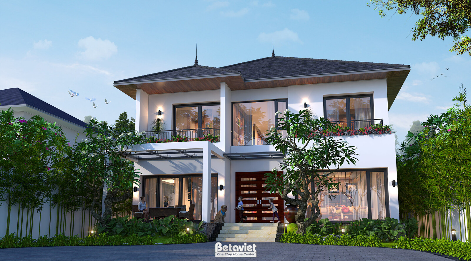 Biệt thự 2 tầng hiện đại KT24736 – phối cảnh mặt tiền (2)