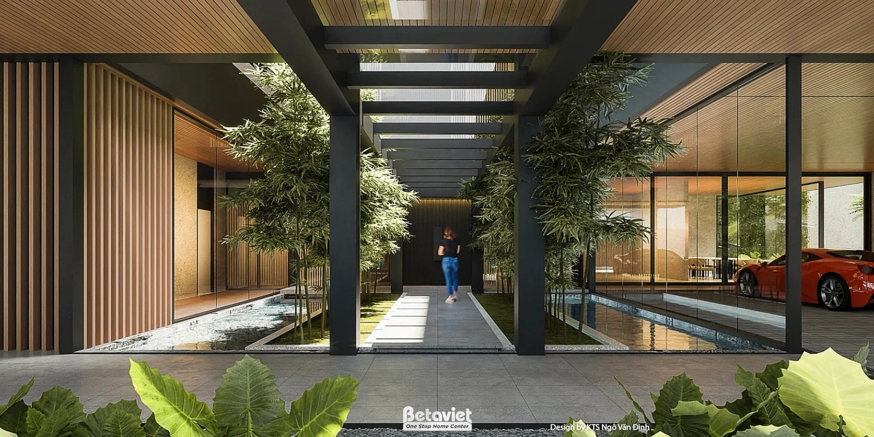 Thiết kế biệt thự sân vườn hiện đại 2 tầng 1700m2 tại Hà Nội KT24711