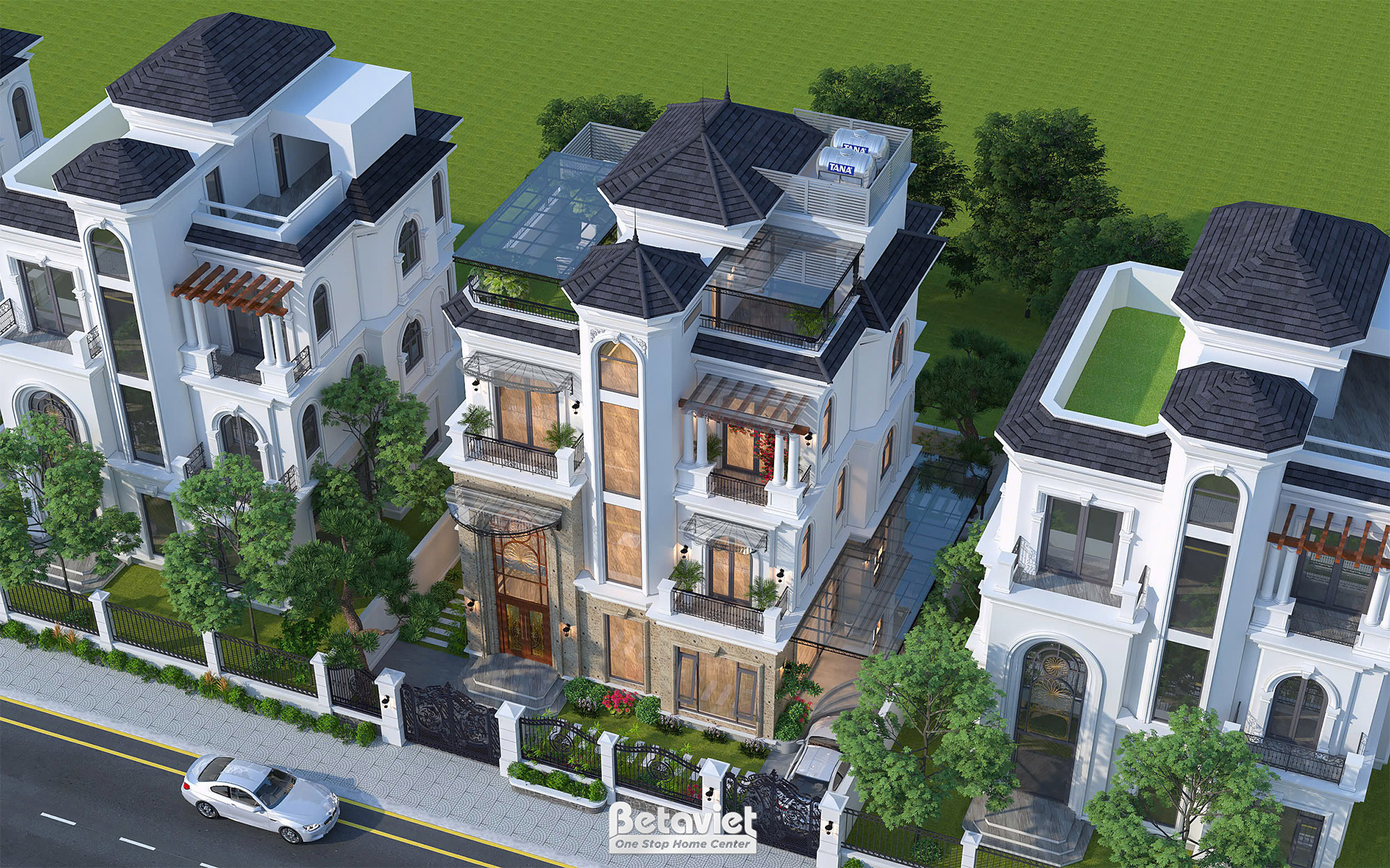 Thiết kế biệt thự vườn tân cổ điển 3 tầng KĐT Vinhomes Ocean Park KT2008131