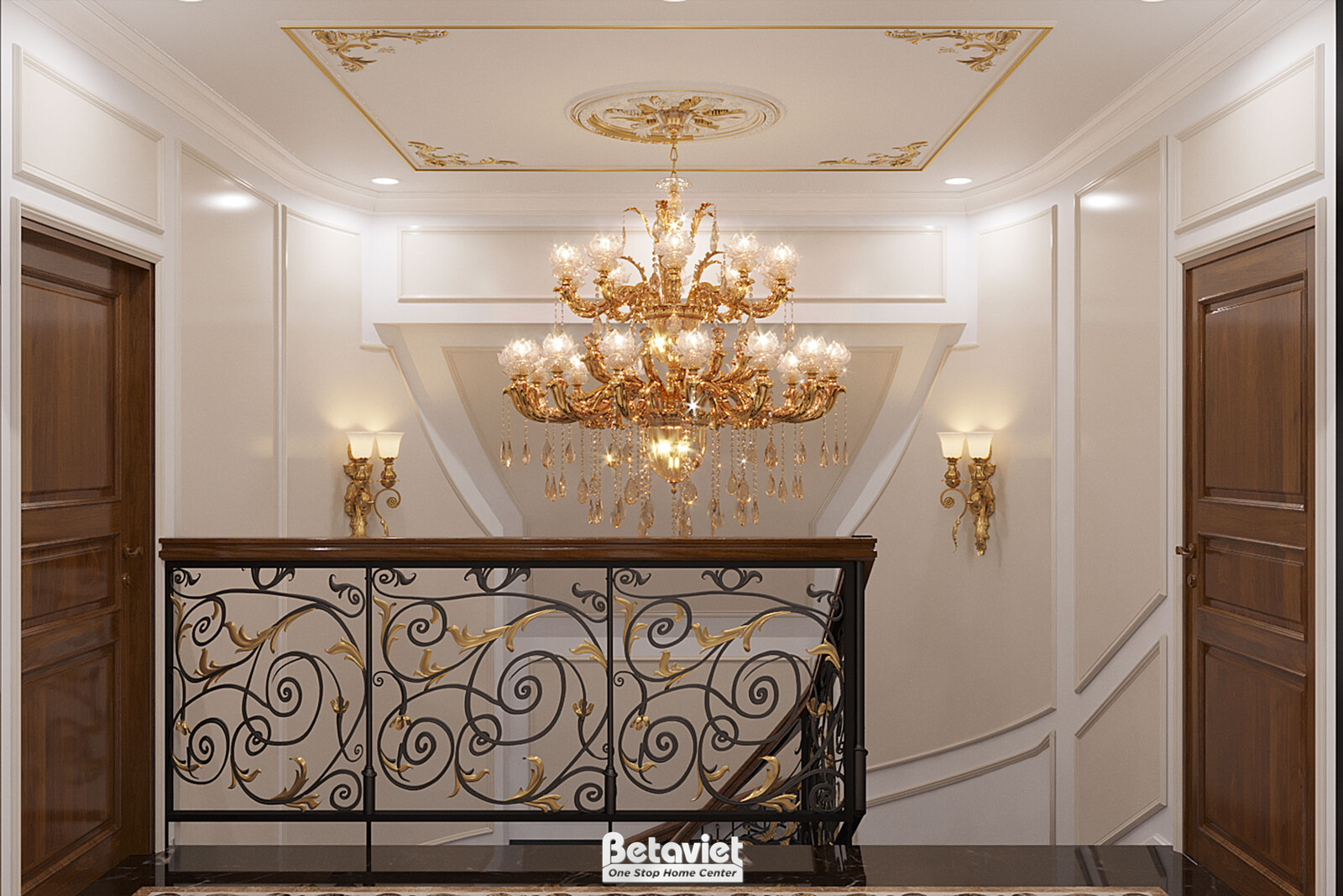 Nội thất hành lang biệt thự tân cổ điển KT21113 – góc nhìn 6