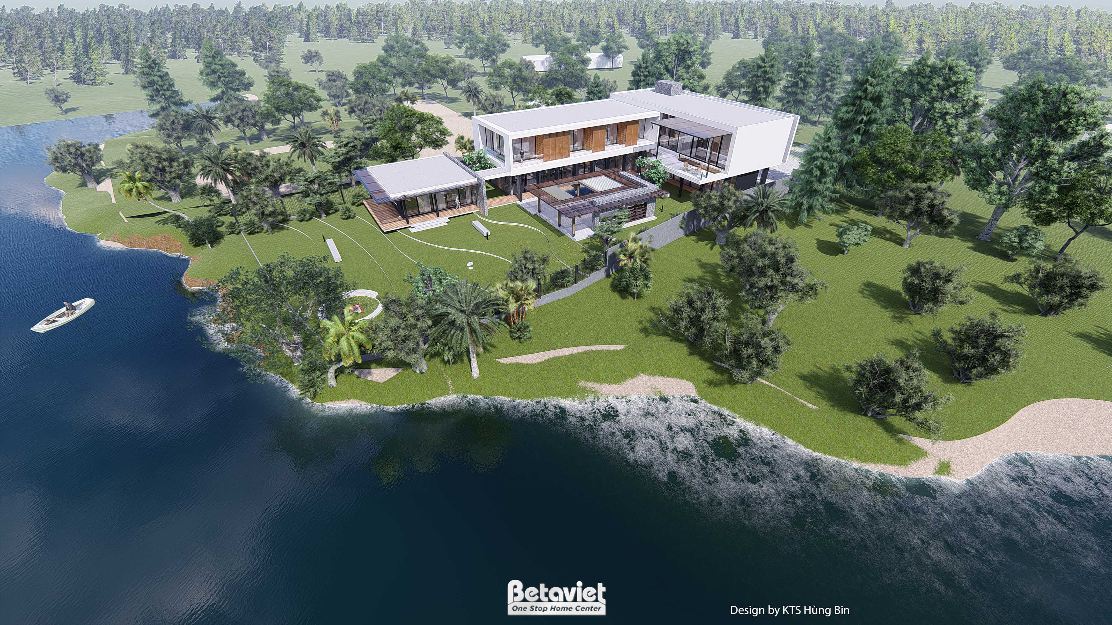 Thiết kế kiến trúc biệt thự nhà vườn 2 tầng Tropical Modern tại Hà Nội KT24593