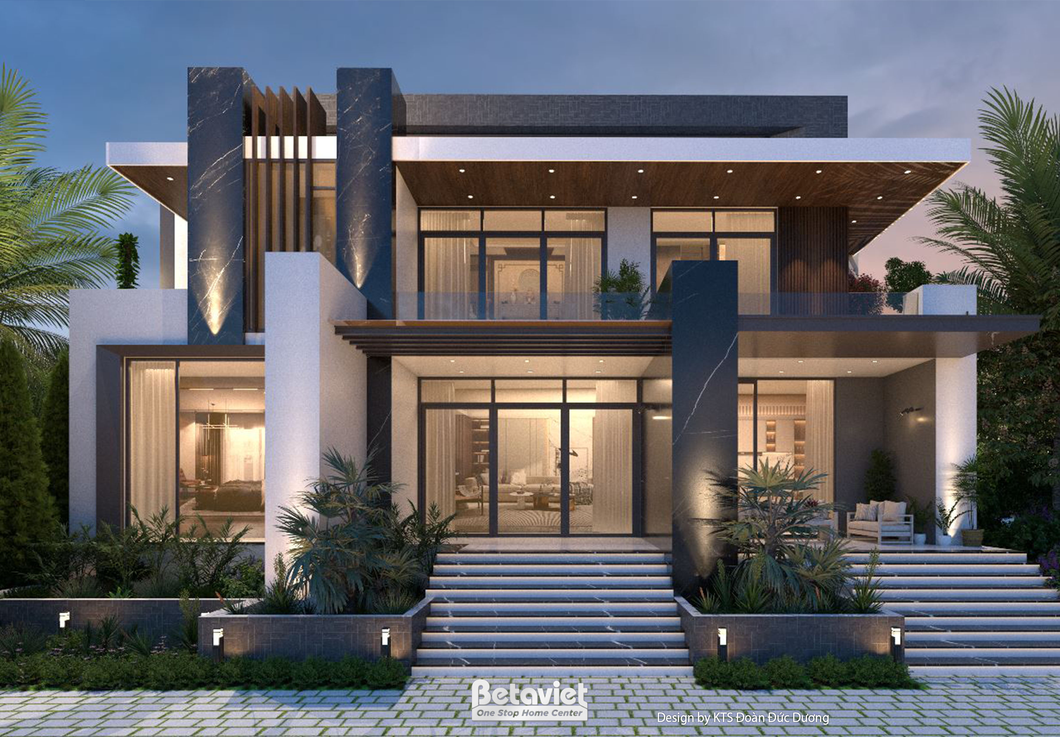 Thiết kế kiến trúc biệt thự kiểu Nhật hiện đại 2 tầng tại Bắc Giang KT24589