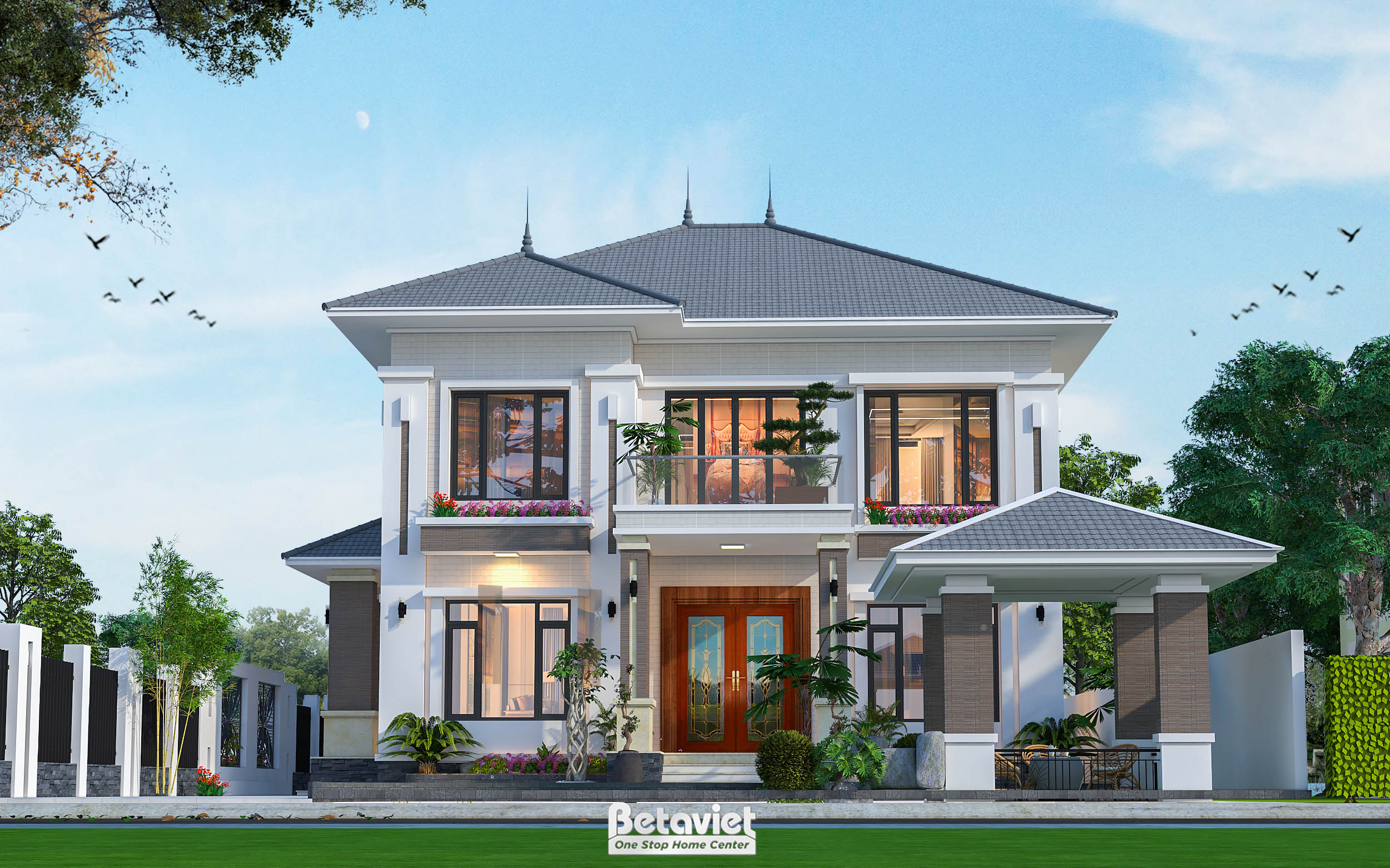 Thiết kế kiến trúc biệt thự vườn hiện đại 2 tầng tại Thanh Hóa KT2009143