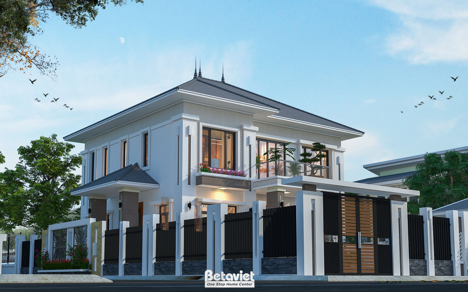 Biệt thự 2 tầng hiện đại KT2009143 – phối cảnh mặt tiền (4)