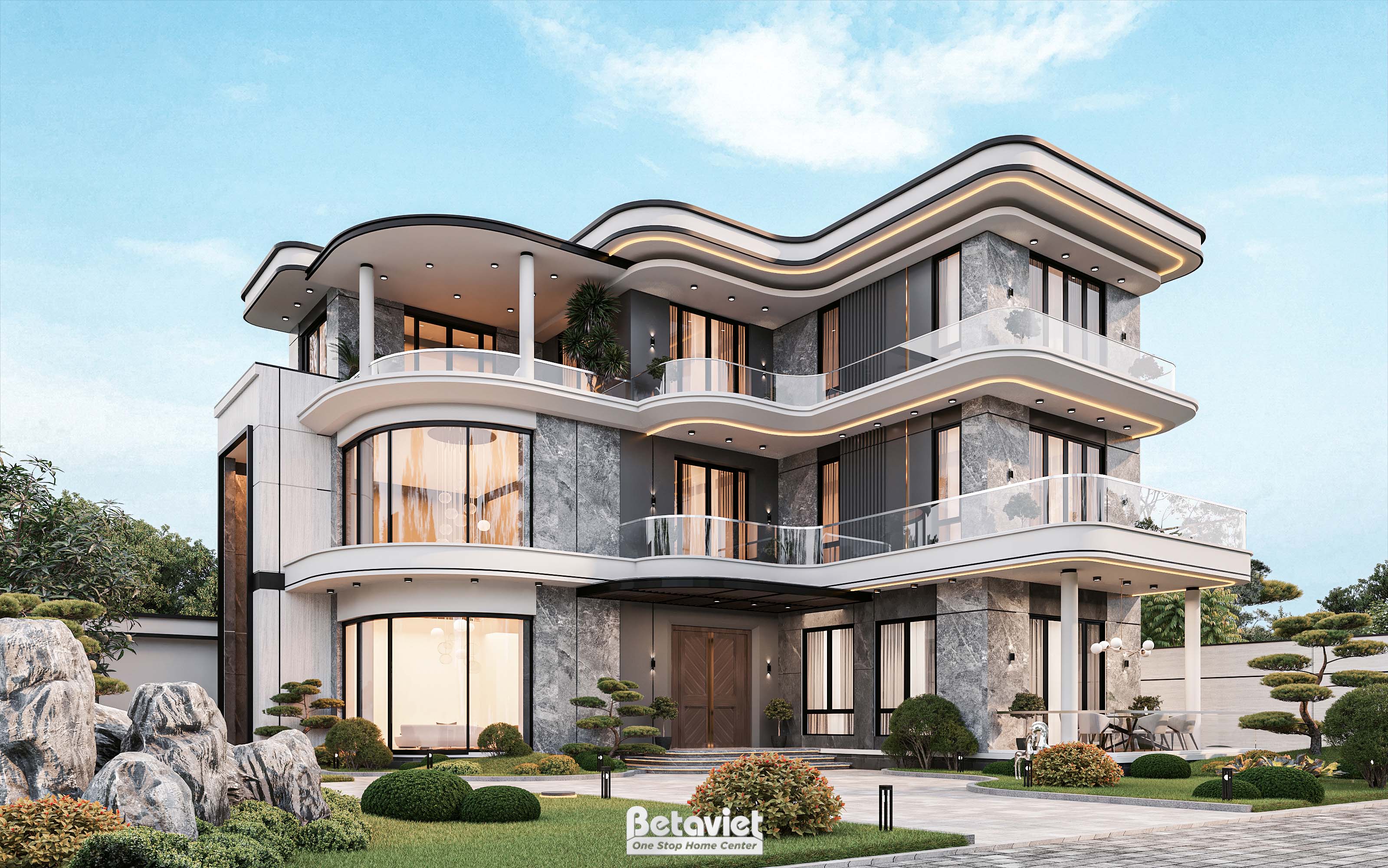 Thiết kế kiến trúc biệt thự hiện đại luxury tại Thái Bình KT9188719