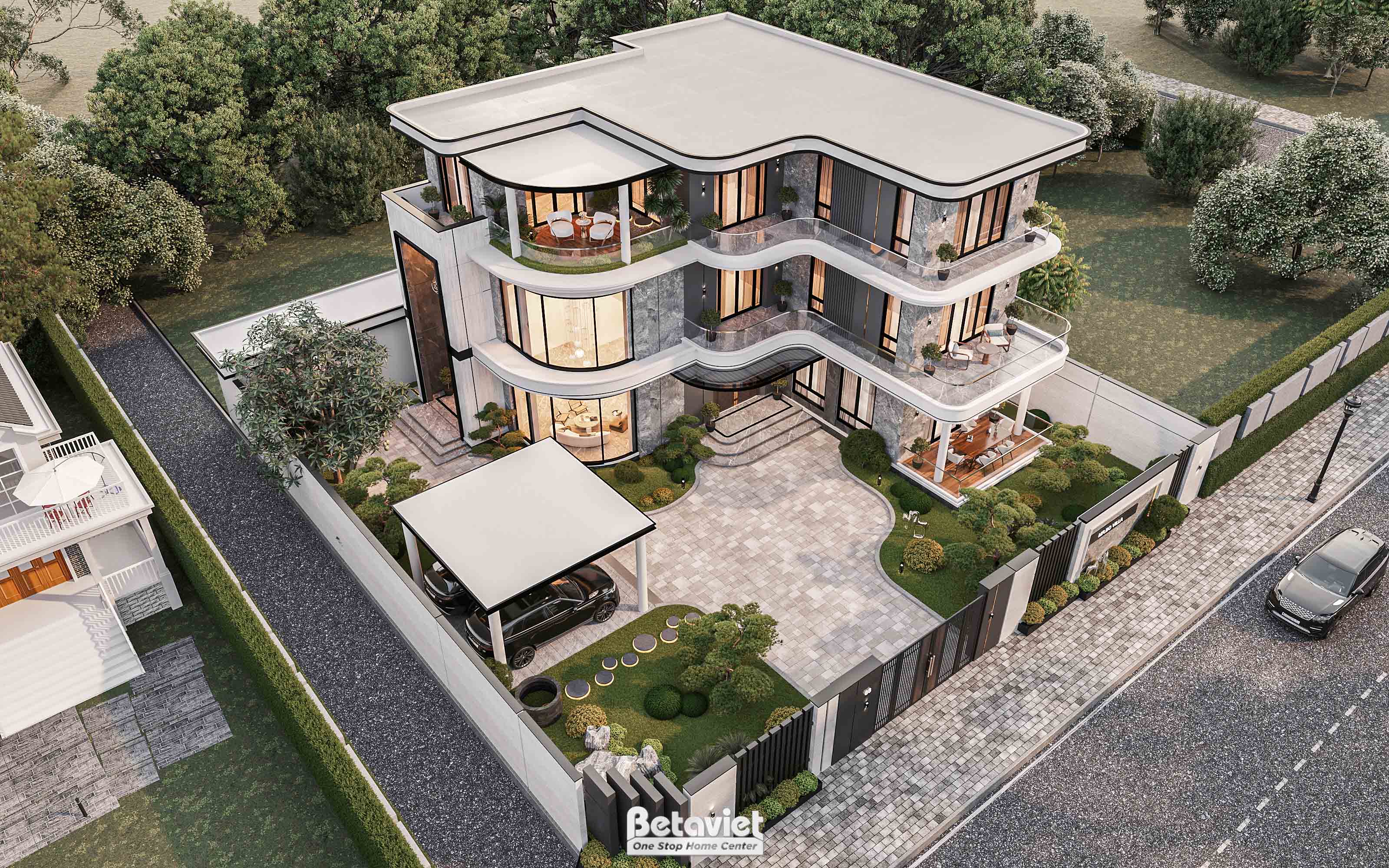 Thiết kế kiến trúc biệt thự sân vườn hiện đại luxury tại Thái Bình KT9188719