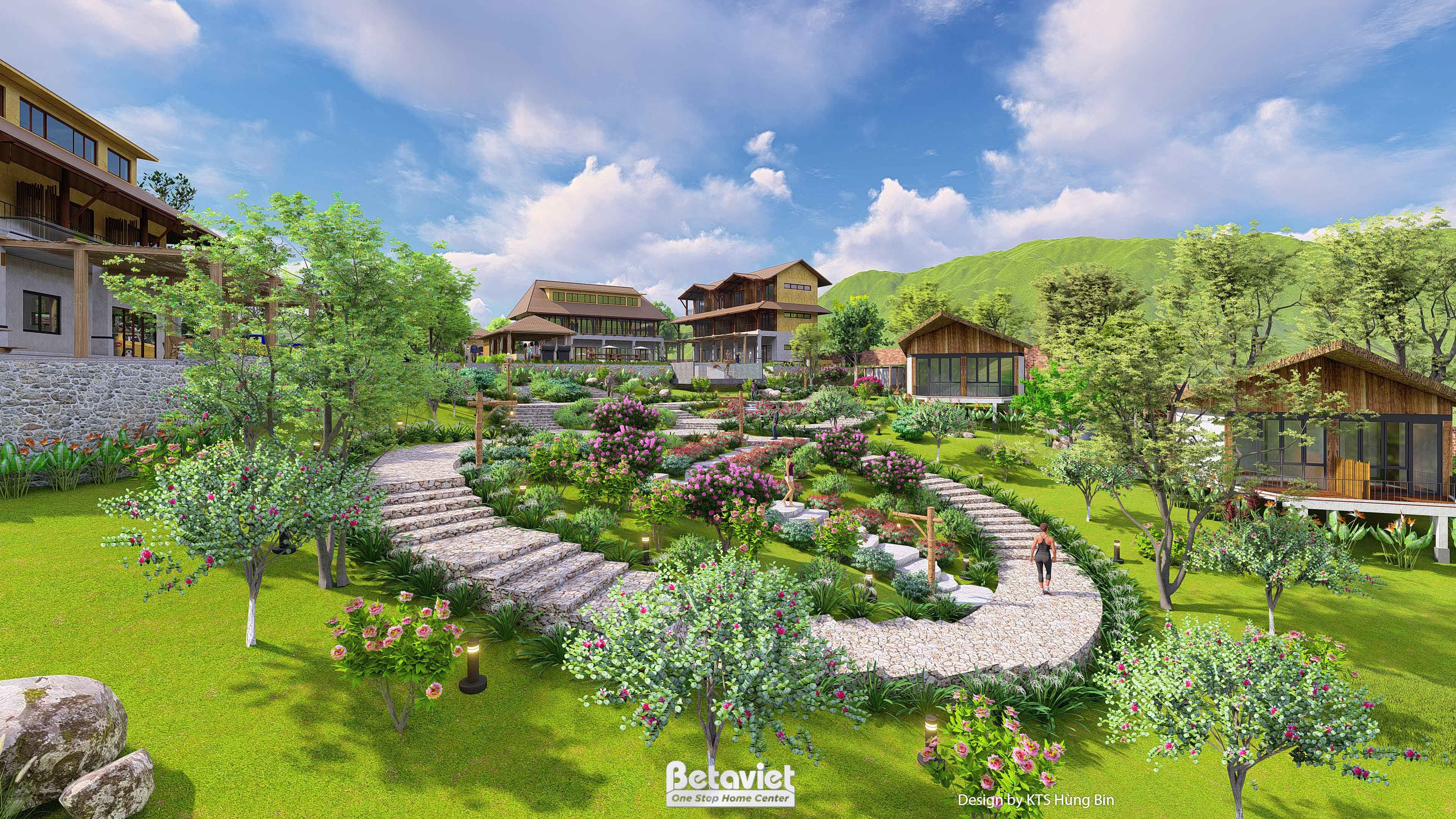 Thiết kế kiến trúc biệt thự nhà vườn nghỉ dưỡng Tropical Modern KT24591