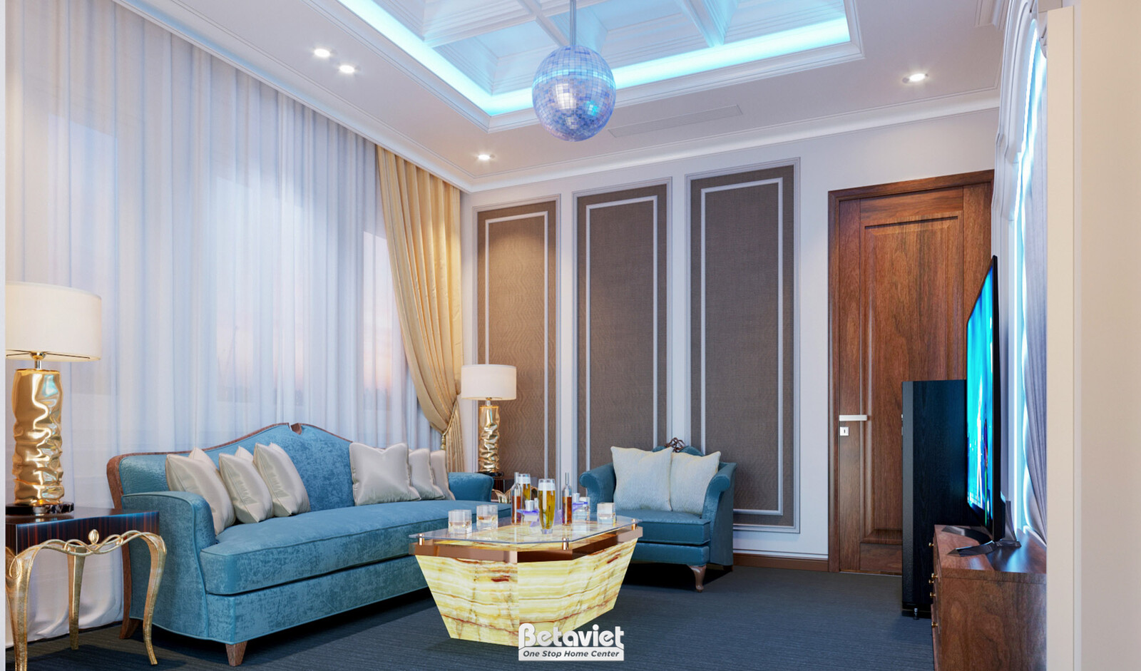 Nội thất phòng giải trí biệt thự Art Deco NT19029 – góc nhìn 3