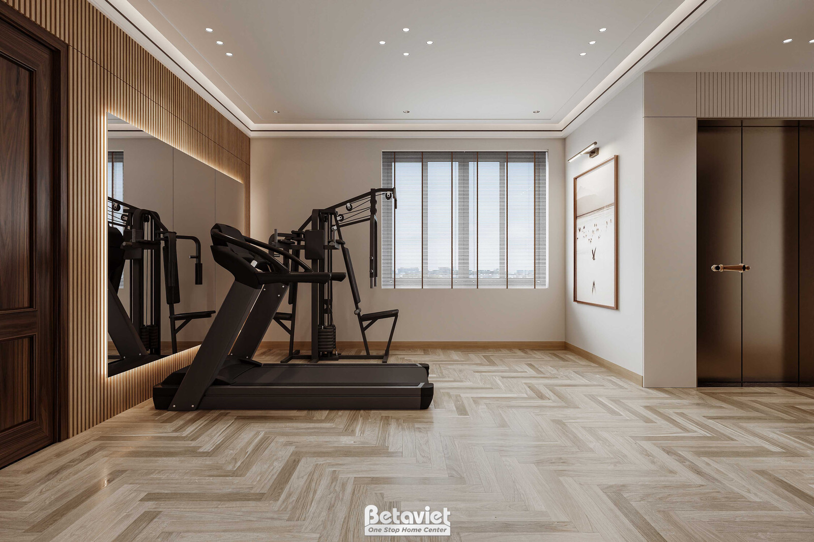 Nội thất phòng tập gym biệt thự hiện đại KT5511853 – góc nhìn 2