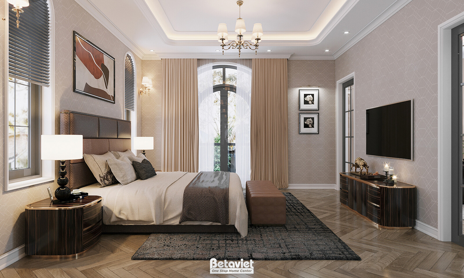 Nội thất phòng ngủ biệt thự á đông KT23311 – góc nhìn 2