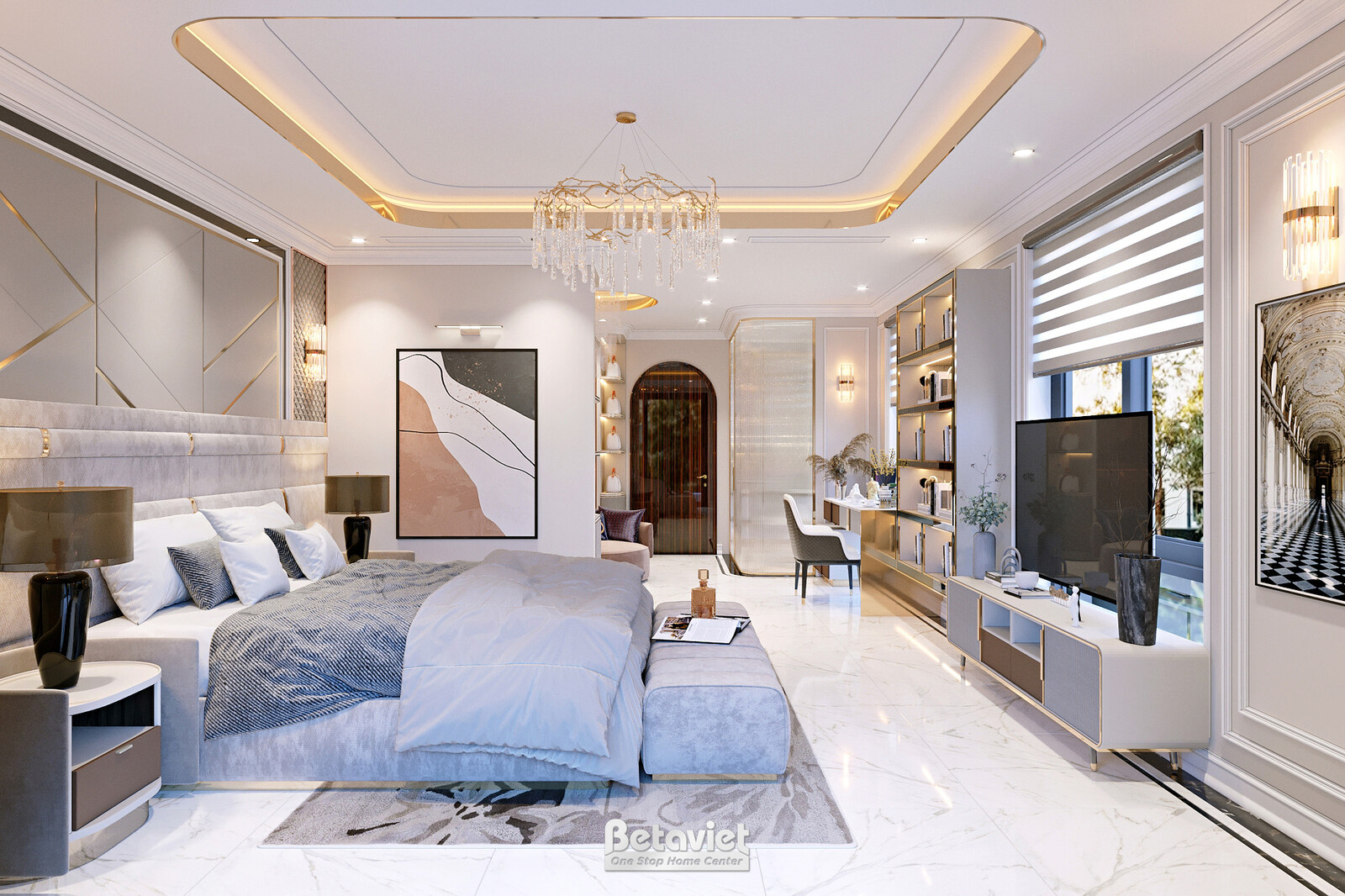 Nội thất phòng ngủ biệt thự hiện đại luxury NT23309 – góc nhìn 5