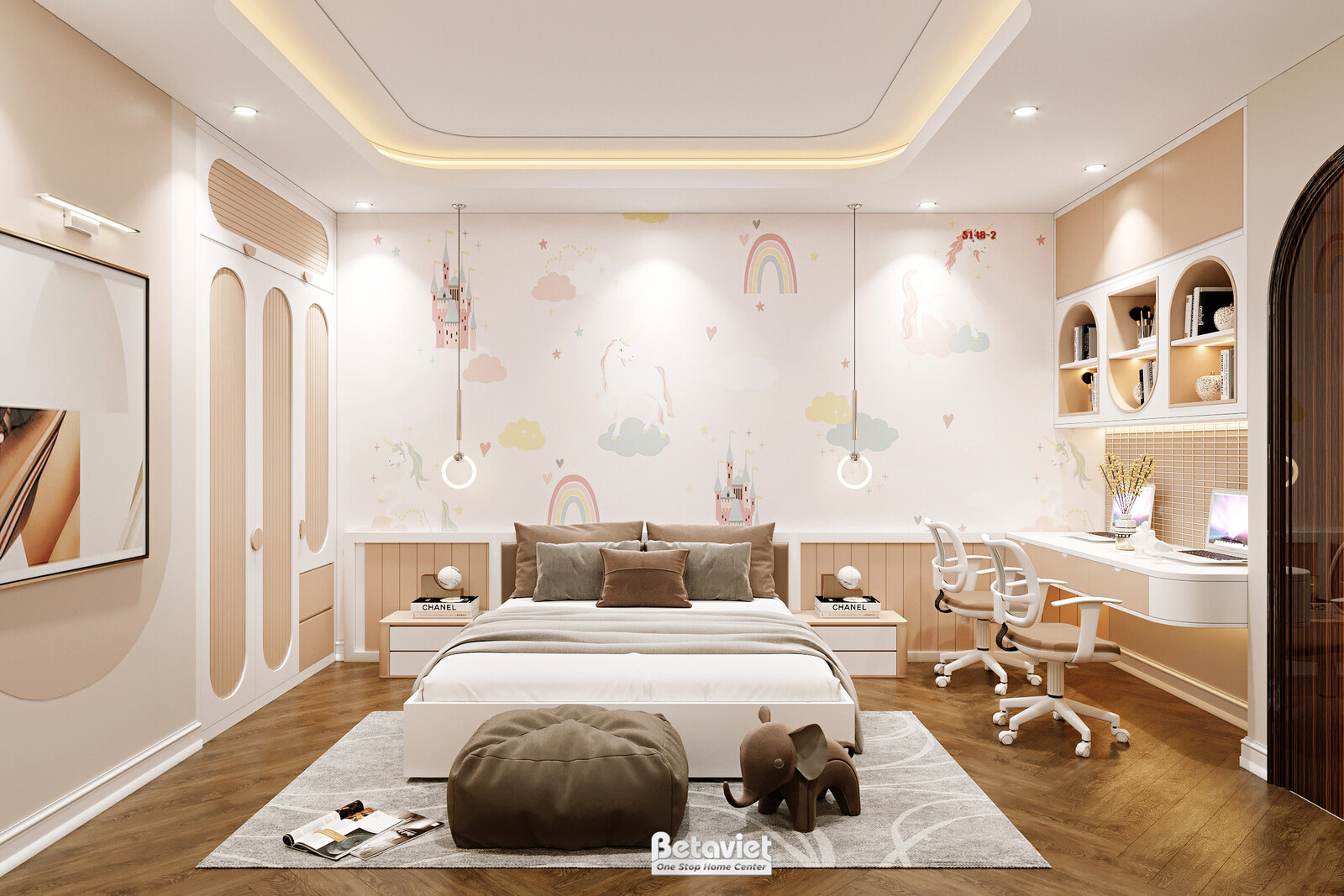 Nội thất phòng ngủ biệt thự hiện đại luxury NT23309 – góc nhìn 2