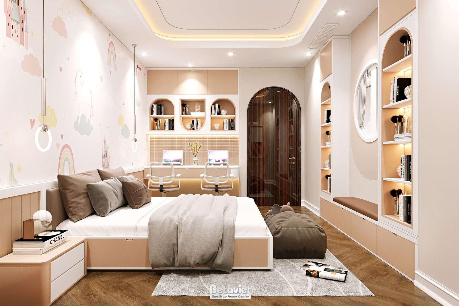 Nội thất phòng ngủ biệt thự hiện đại luxury NT23309 – góc nhìn 3