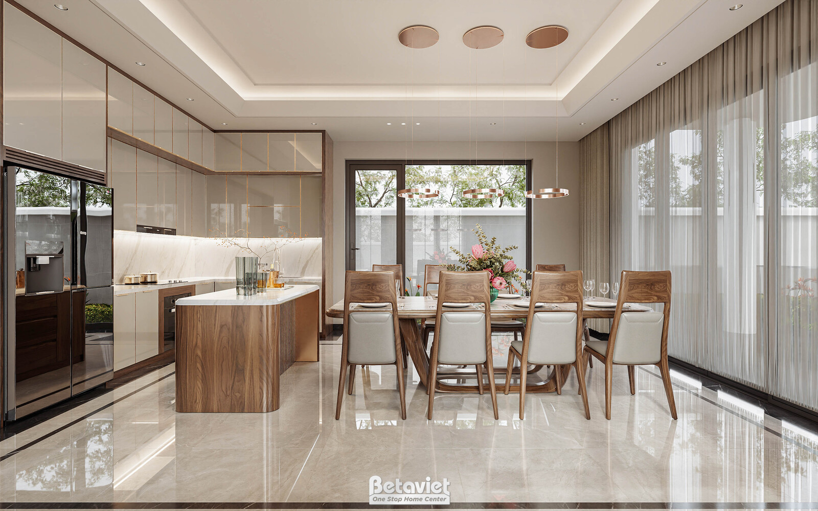 Nội thất phòng ăn biệt thự hiện đại gỗ KT9188719 – góc nhìn 4