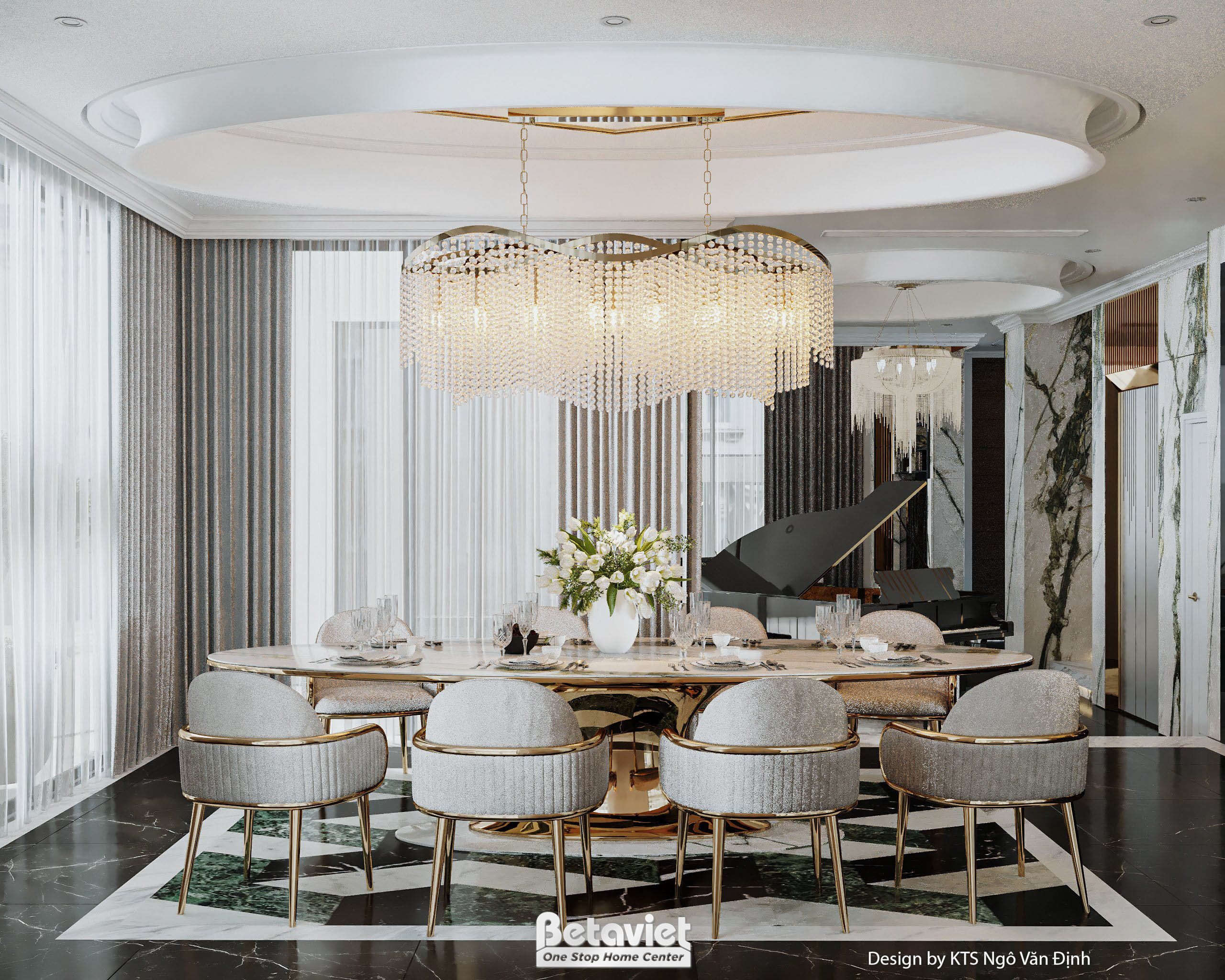 Thiết kế phòng ăn hiện đại luxury căn hộ Duplex NT24710