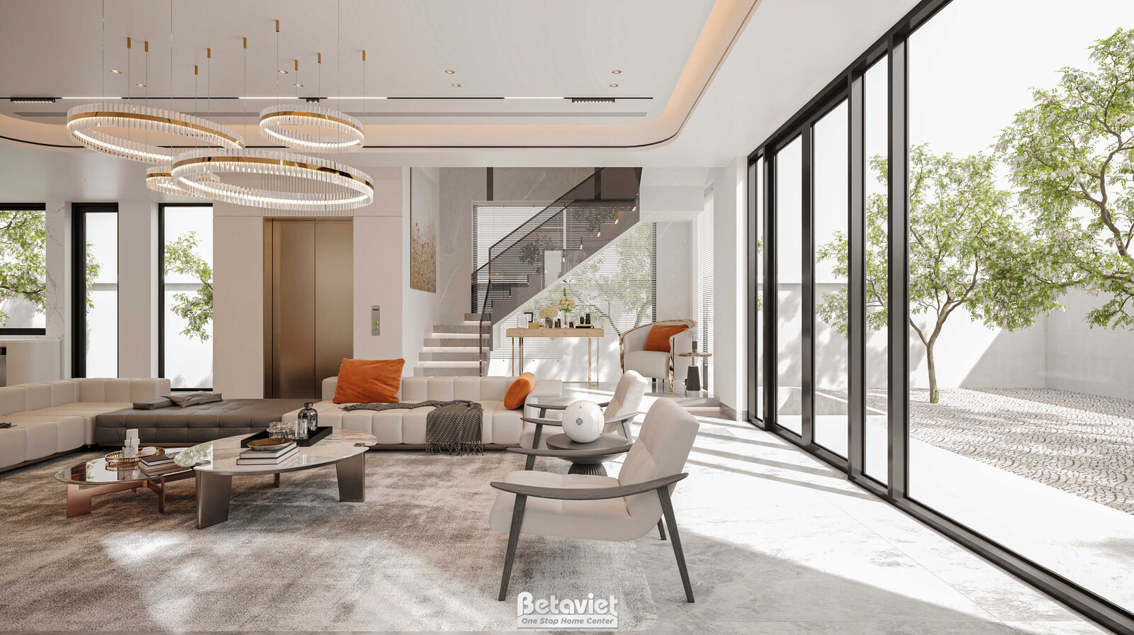 Nội thất phòng khách biệt thự hiện đại KT5511853 – góc nhìn 9