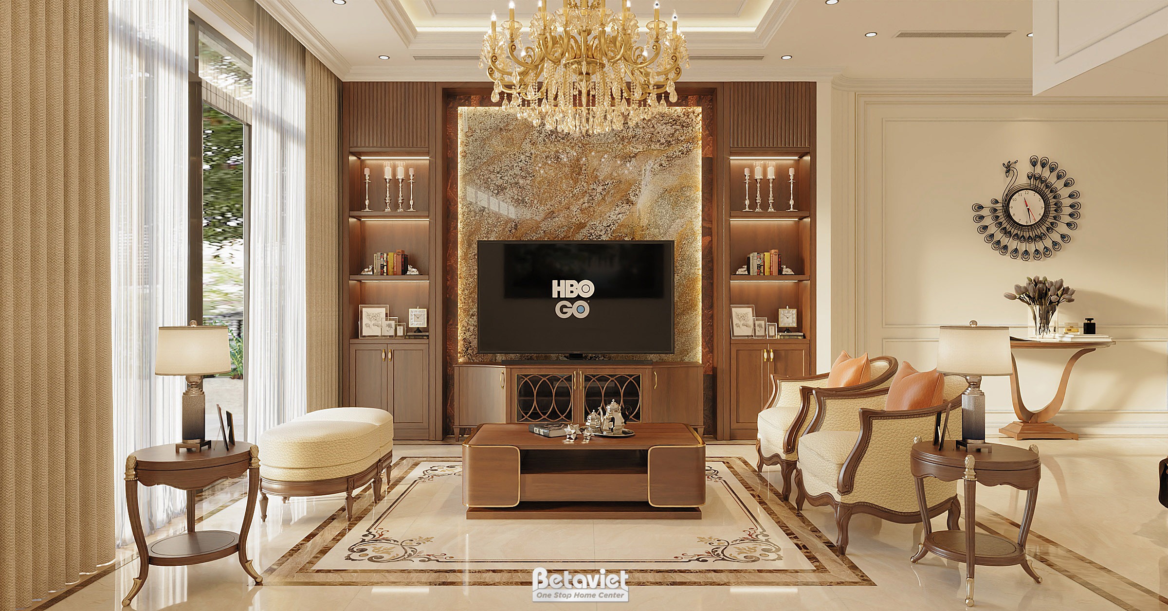 Thiết kế phòng khách biệt thự liền kề Art Deco KĐT Dream Land Hà Nội - NT2008756 Betaviet