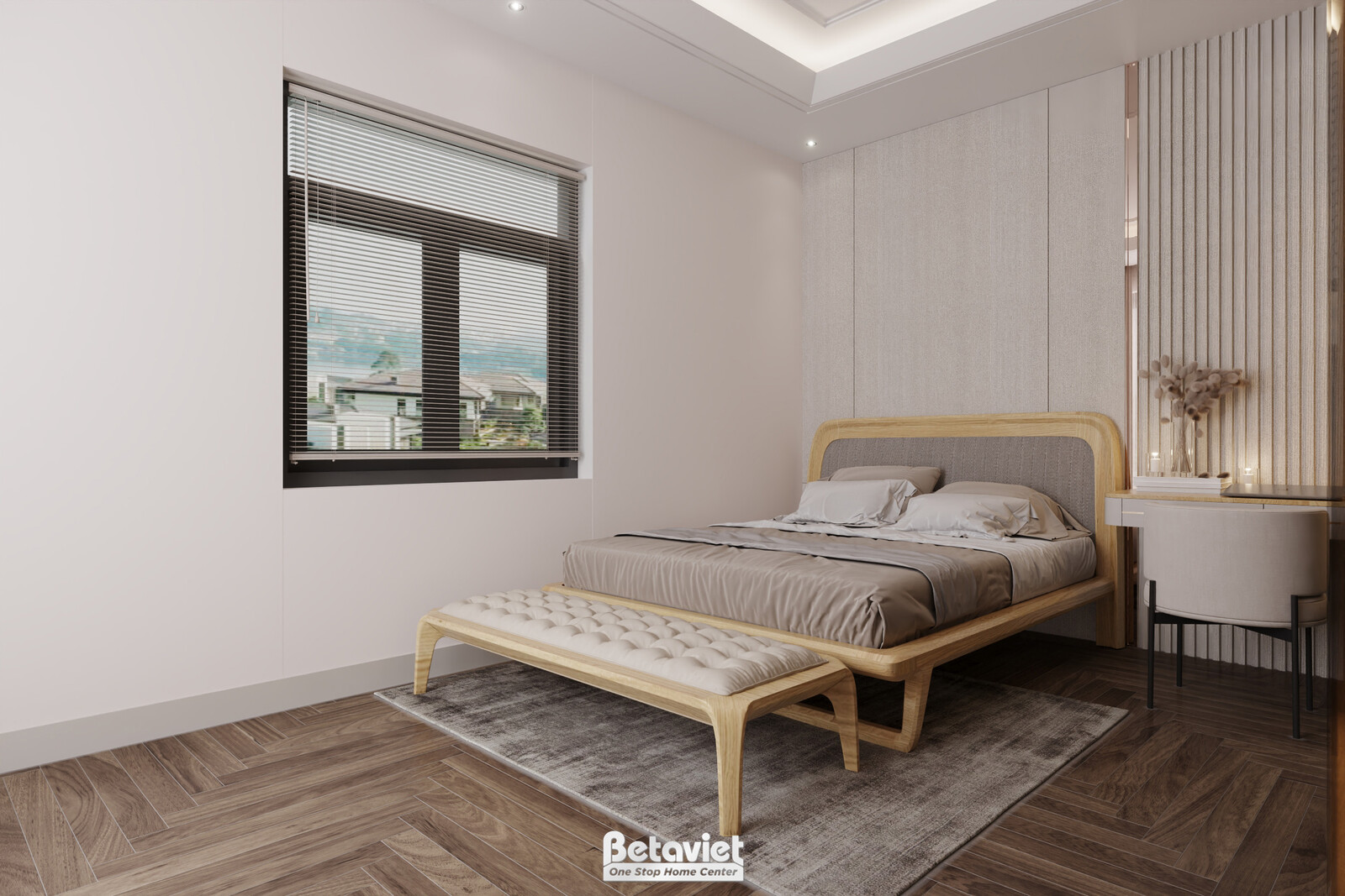 Nội thất phòng ngủ biệt thự hiện đại gỗ KT9188719 – góc nhìn 6