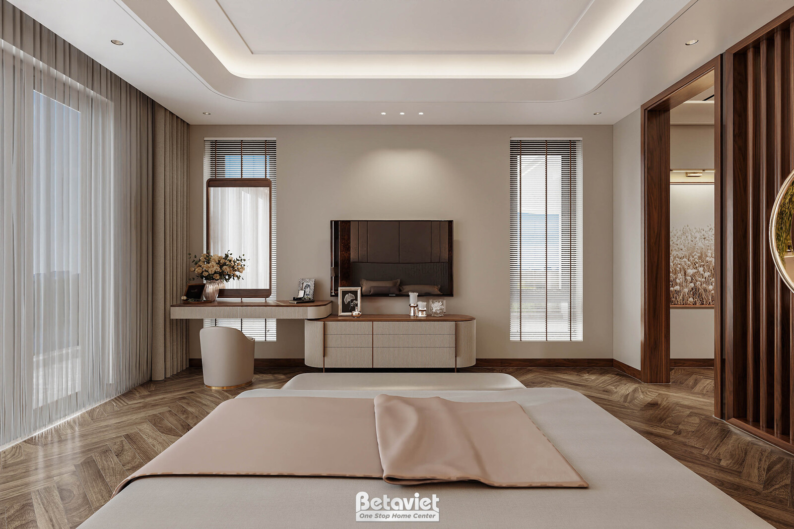 Nội thất phòng ngủ biệt thự hiện đại gỗ KT9188719 – góc nhìn 8