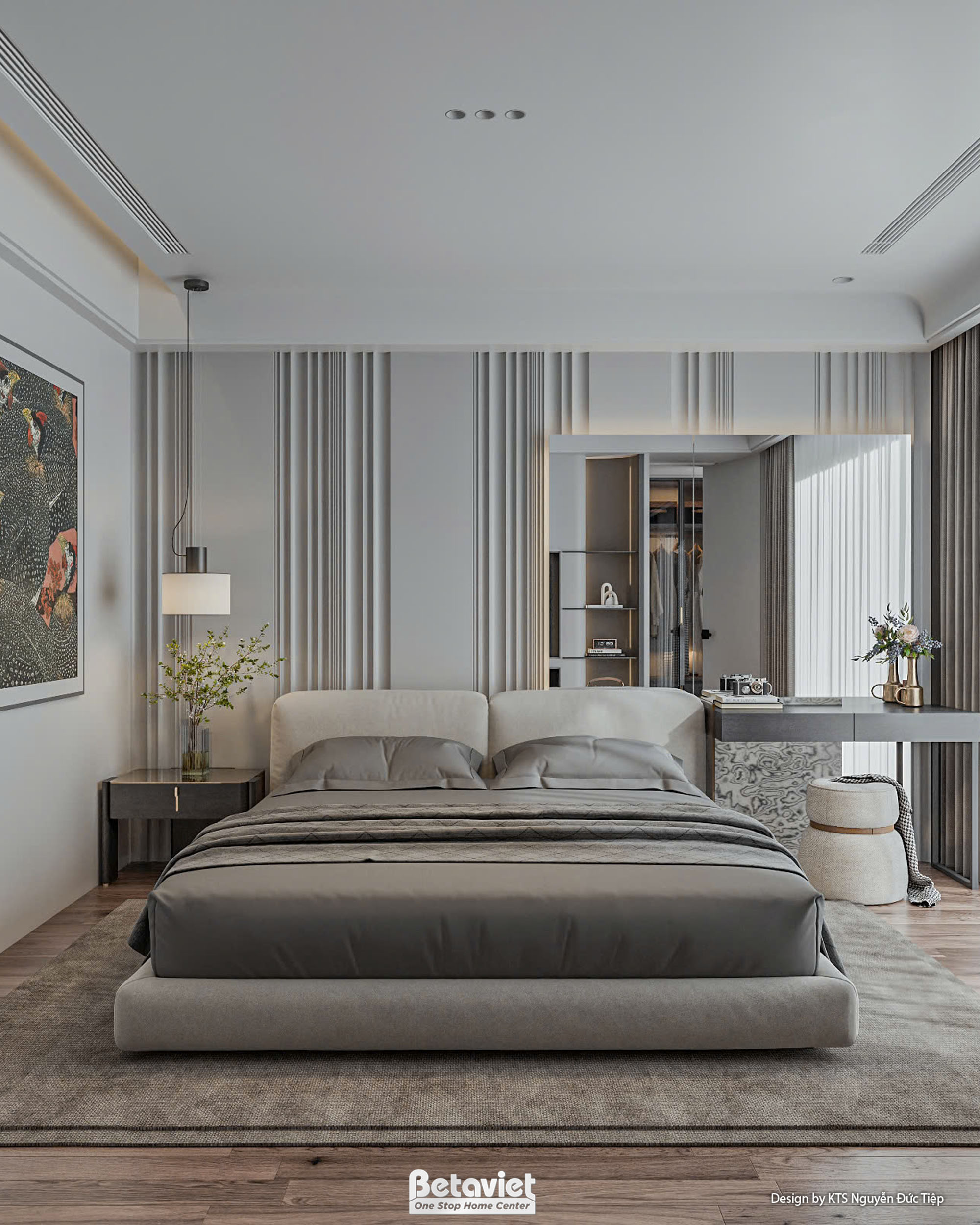 Thiết kế nội thất phòng ngủ căn hộ hiện đại NT24599