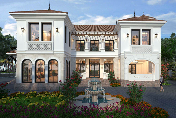 Thiết kế biệt thự 2 tầng Địa Trung Hải 650m² tại Hòa Bình – KT24740