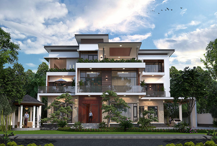 Biệt thự 3 tầng hiện đại Vĩnh Phúc 680m2