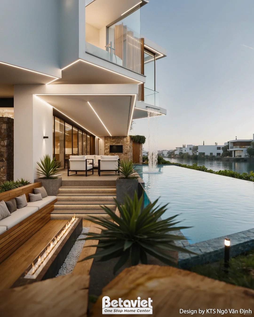 Kiến trúc biệt thự có bể bơi phong cách hiện đại 2 tầng 650m2 tại Hà Nội KT24717