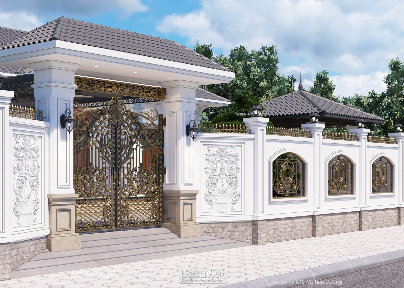 Biệt thự 1 tầng tân cổ điển KT2007641 – phối cảnh mặt tiền (10)