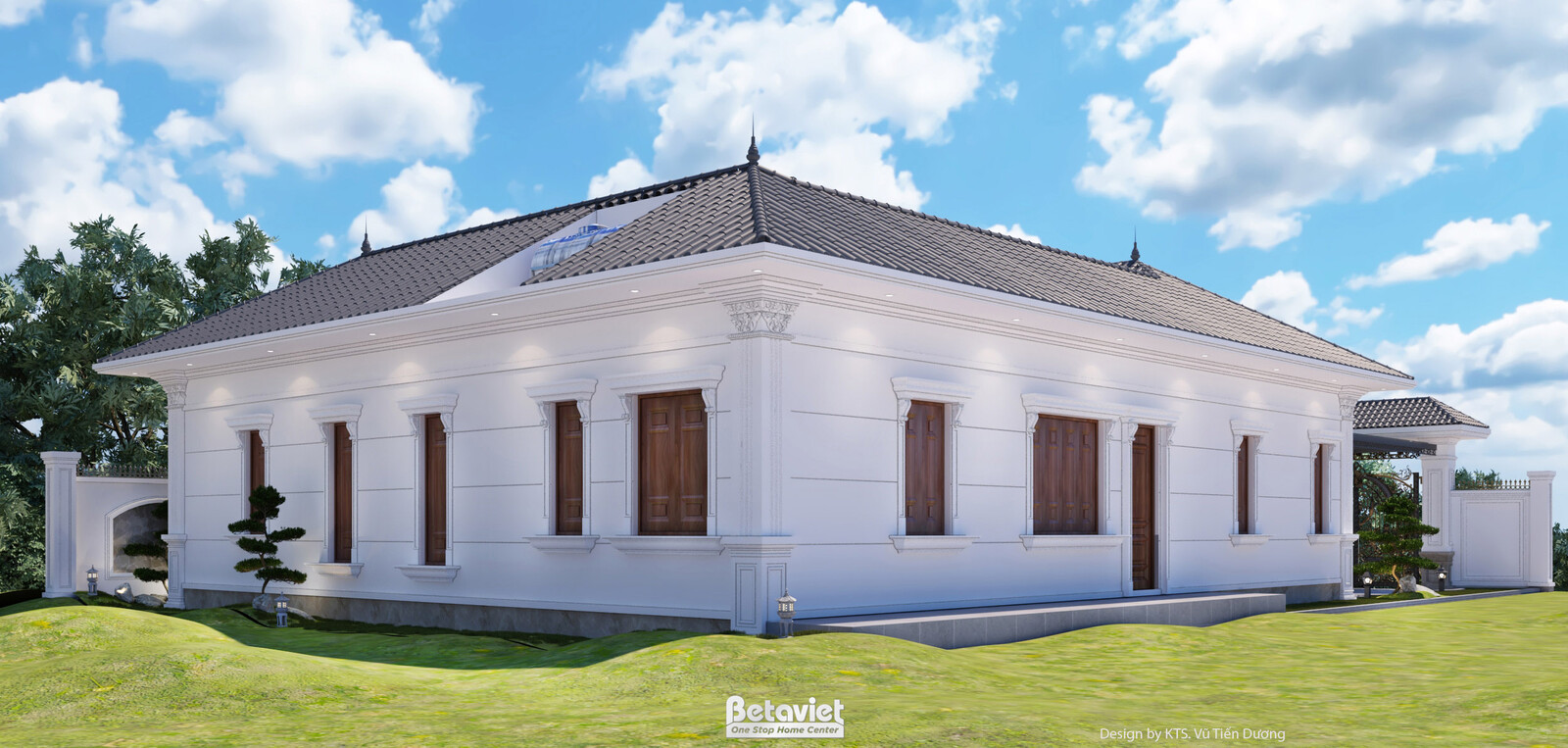 Biệt thự 1 tầng tân cổ điển KT2007641 – cổng và hàng rào