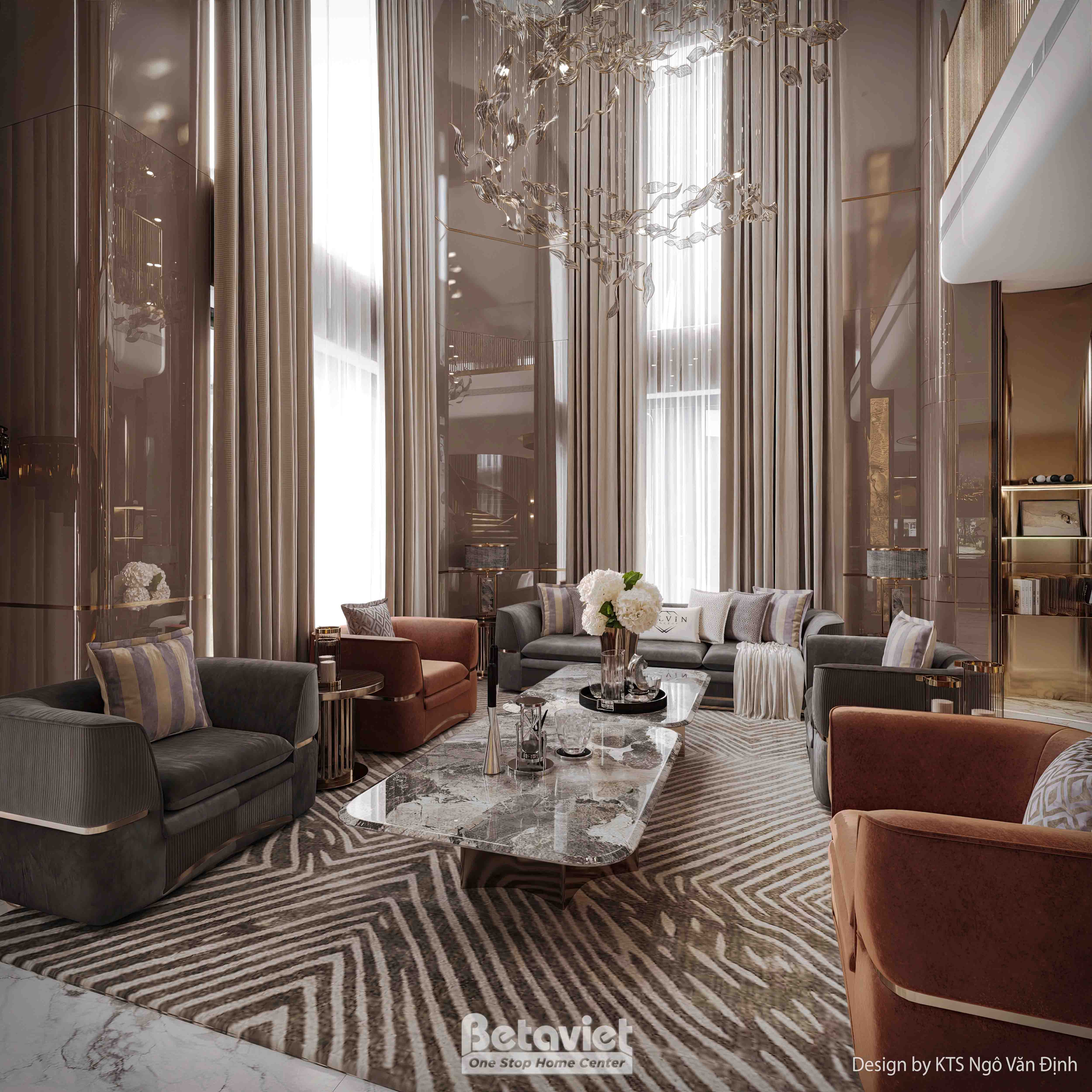 Nội thất biệt thự thông tầng phong cách hiện đại luxury KĐT Vinhomes Ocean Park NT24722