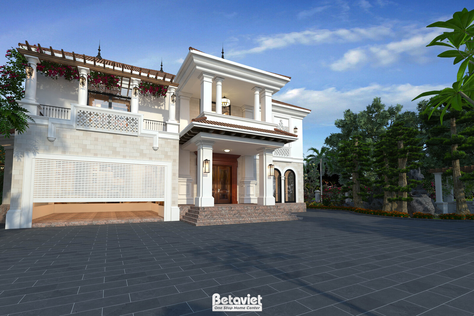 Biệt thự 2 tầng địa trung hải KT24740 – gara