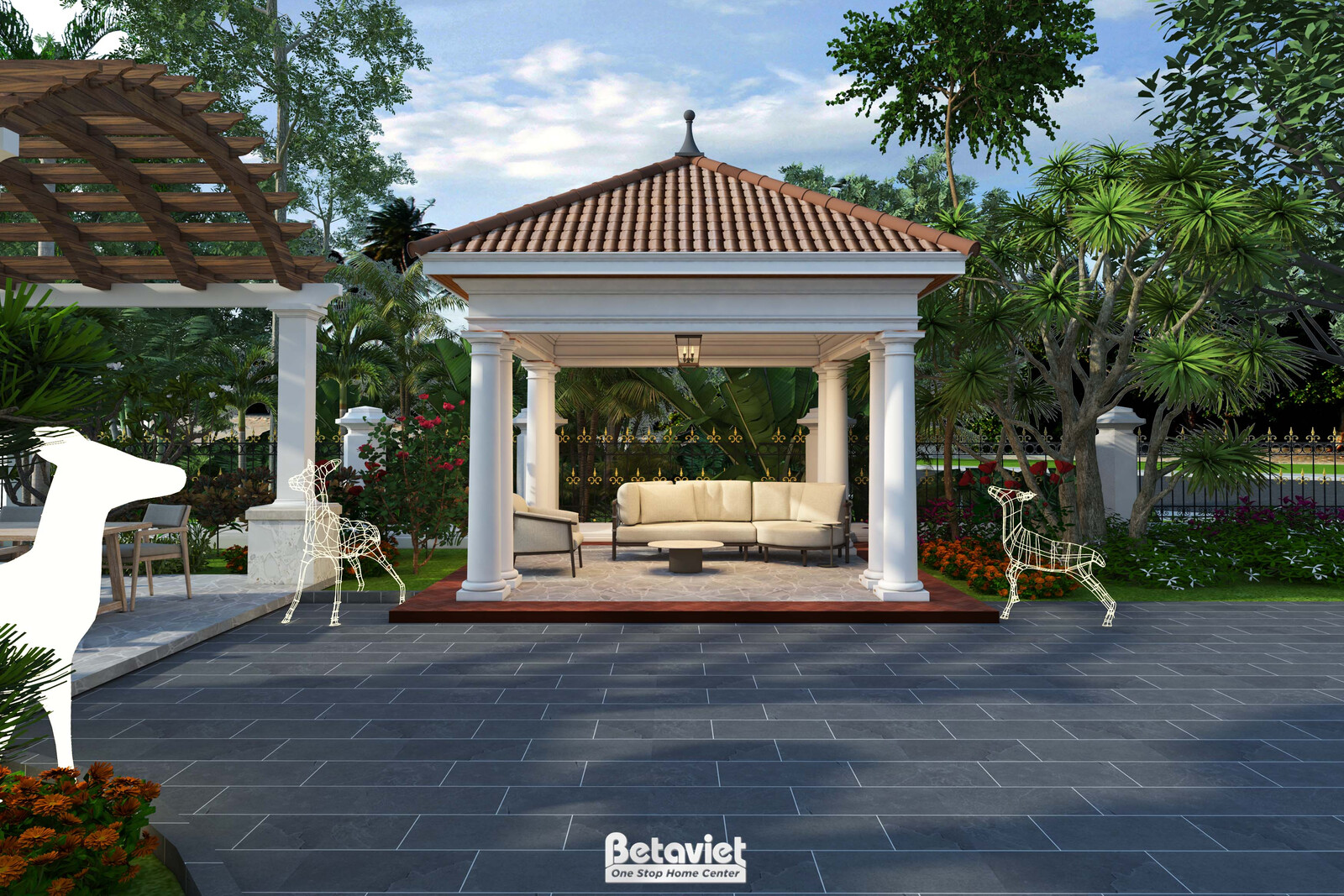 Biệt thự 2 tầng địa trung hải KT24740 – mái