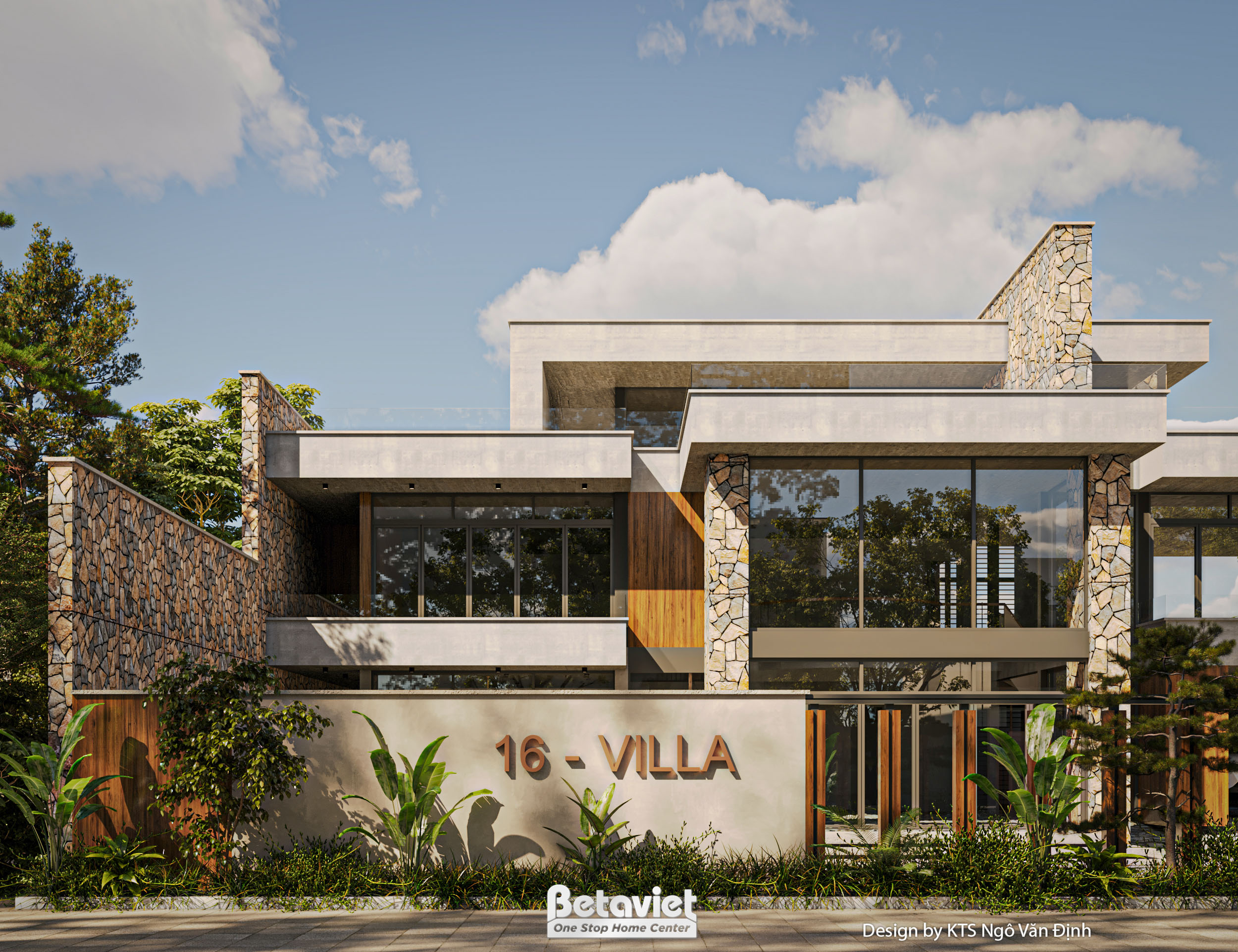 Thiết kế mặt tiền biệt thự 3 tầng hiện đại Luxury 900m2 tại Quảng Ninh KT24743
