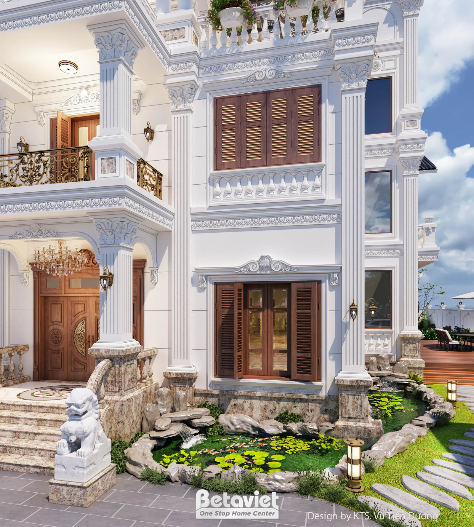 Biệt thự 3 tầng tân cổ điển KT2009165 – sân vườn
