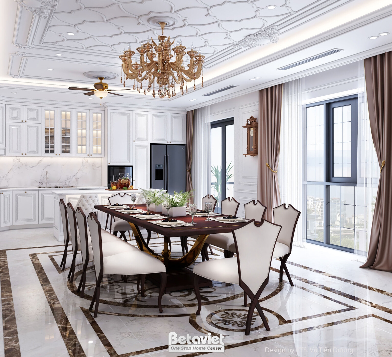 Nội thất phòng ăn biệt thự tân cổ điển NT2600078 – góc nhìn 2