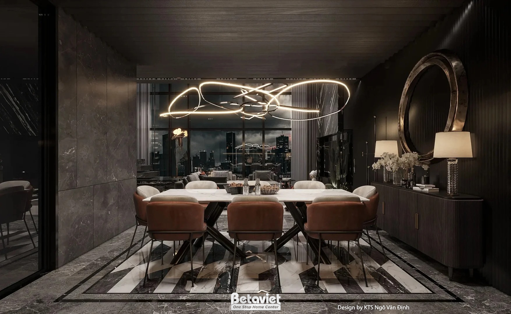 Thiết kế phòng ăn căn hộ penthouse hiện đại NT24721