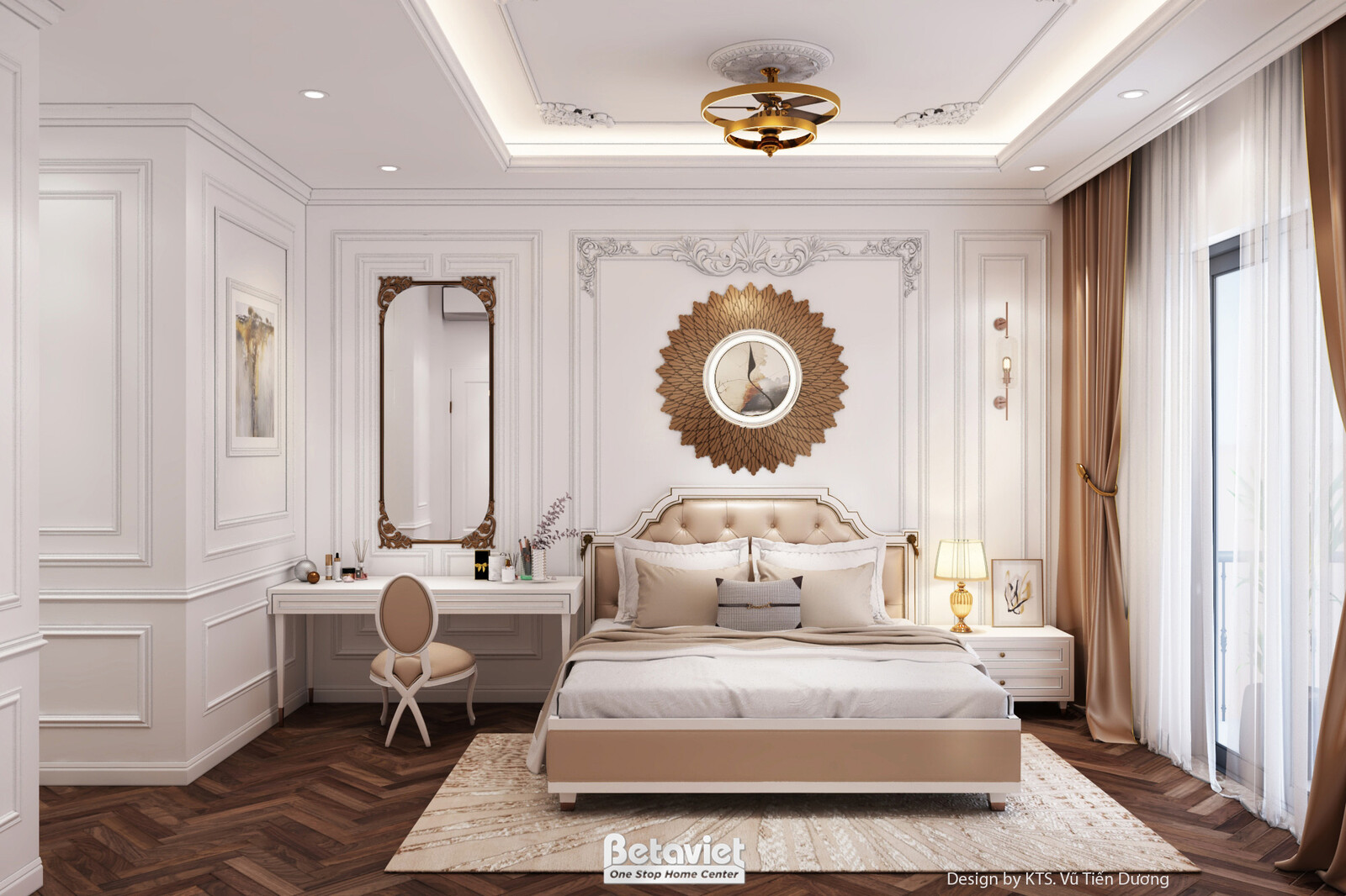 Nội thất phòng ngủ biệt thự tân cổ điển NT2600078 – góc nhìn 4
