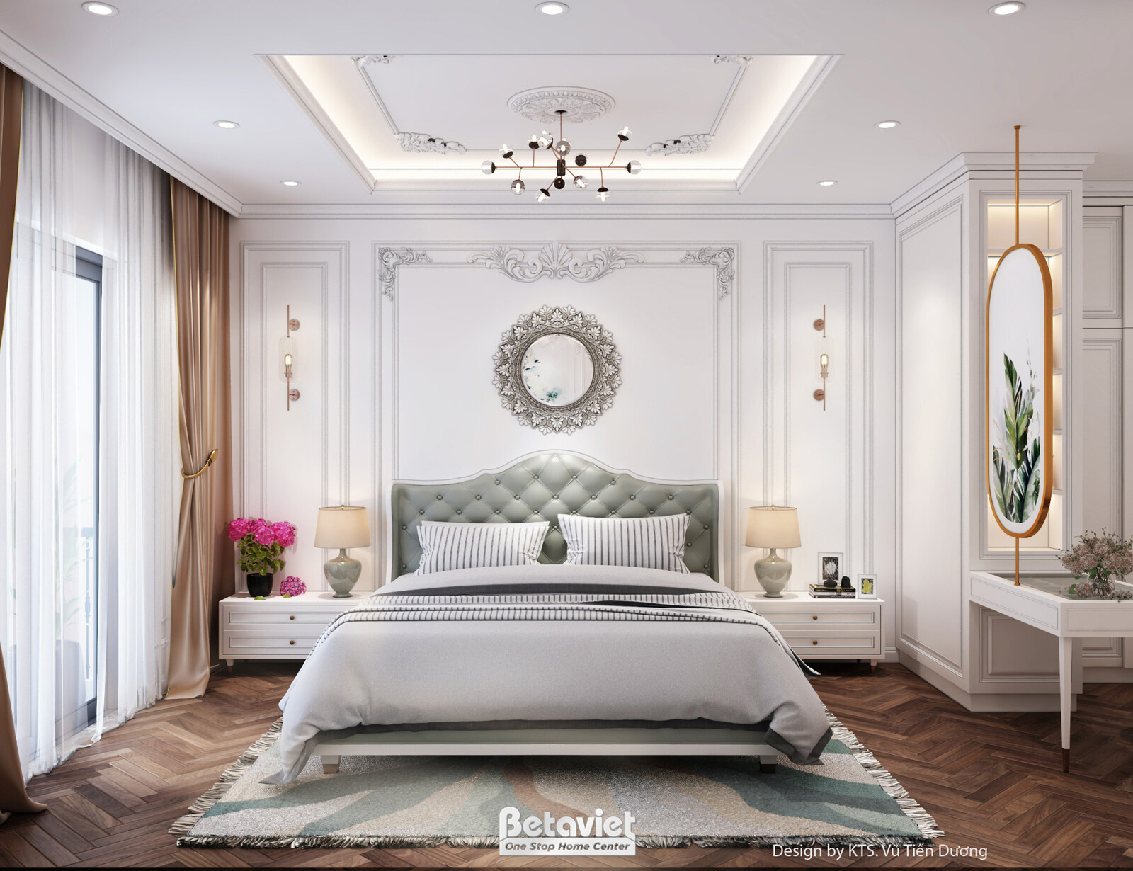 Nội thất phòng ngủ biệt thự tân cổ điển NT2600078 – góc nhìn 3