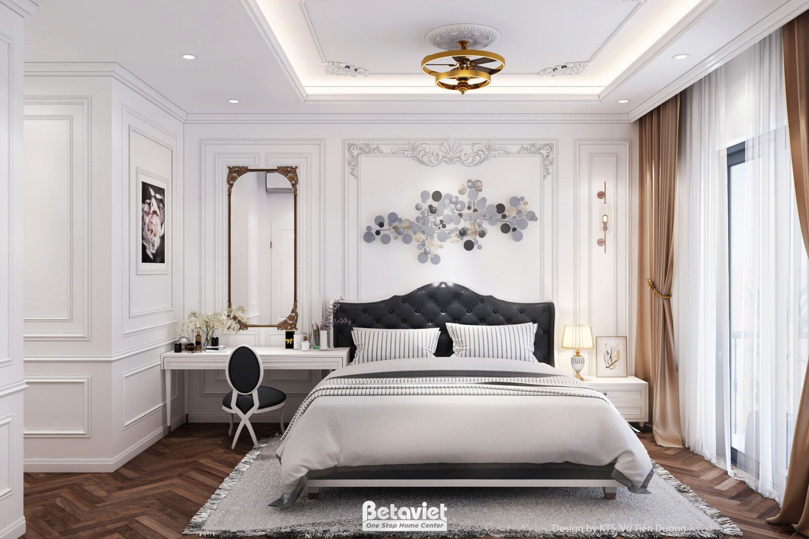 Nội thất phòng ngủ biệt thự tân cổ điển NT2600078 – góc nhìn 2
