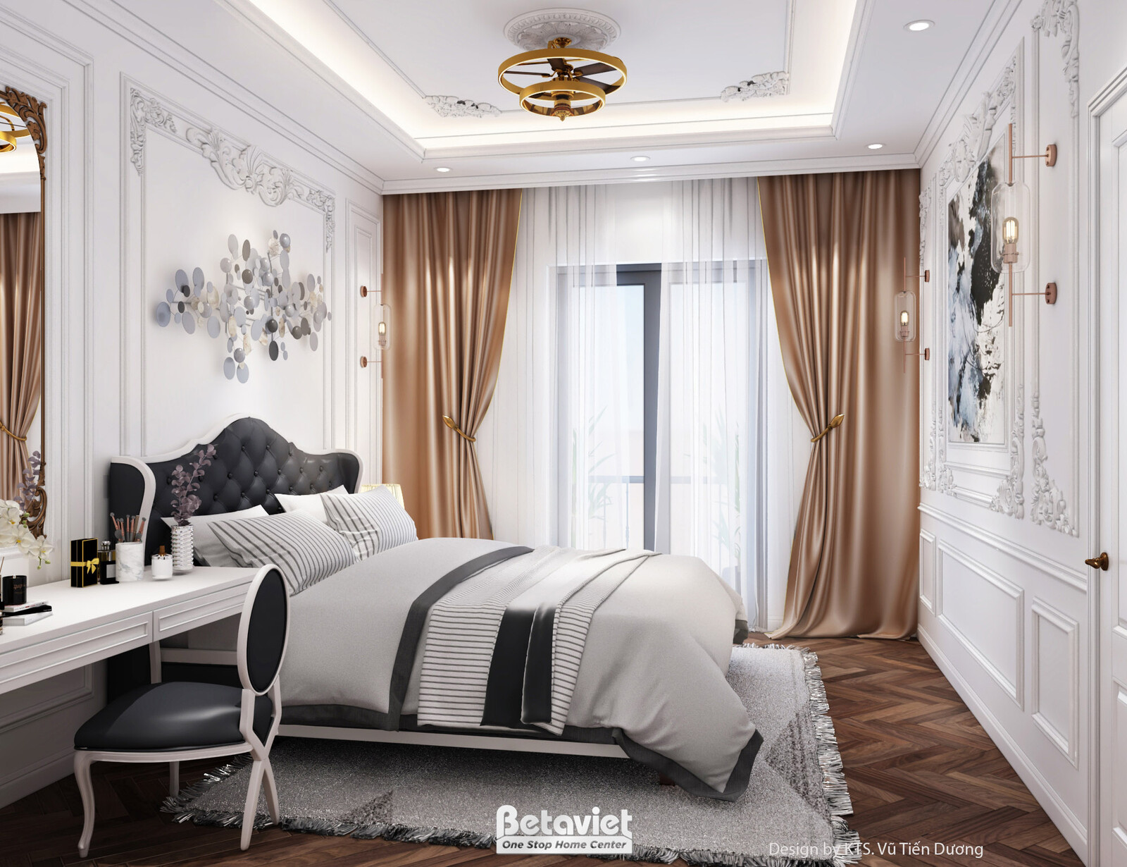 Nội thất phòng ngủ biệt thự tân cổ điển NT2600078 – góc nhìn 11