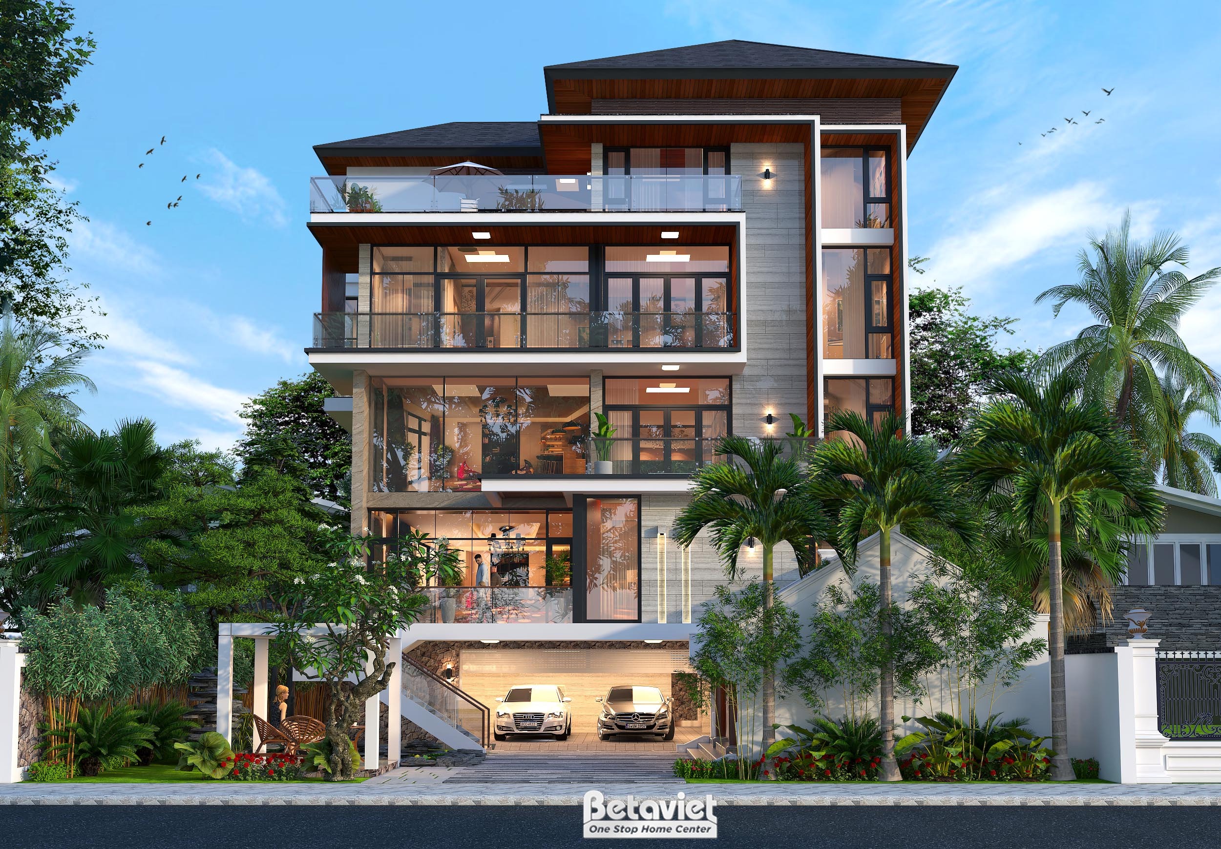 Mẫu biệt thự 4 tầng phong cách hiện đại 640m² tại Hưng Yên – Betaviet KT24777