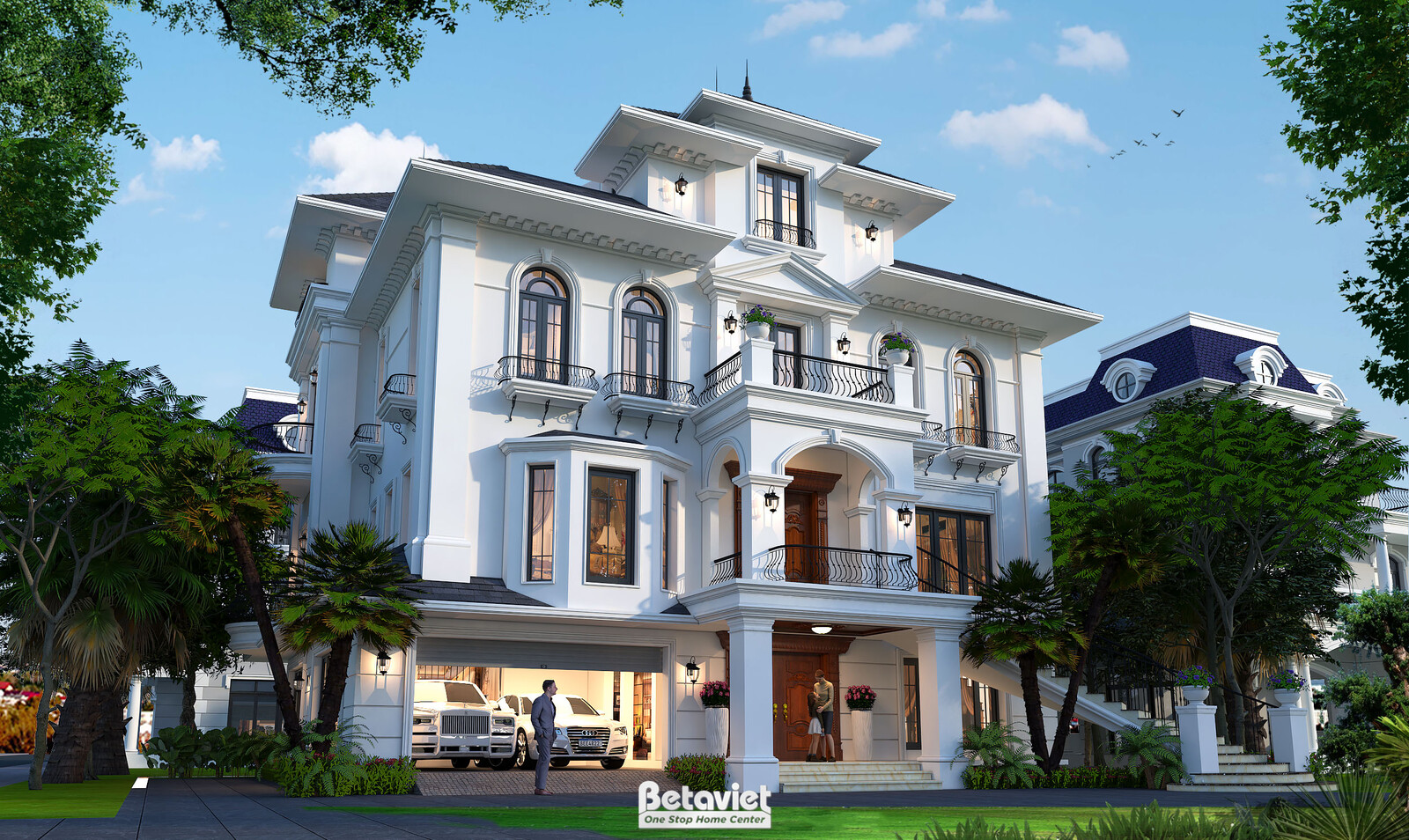 Biệt thự 4 tầng tân cổ điển KT24774 – phối cảnh mặt tiền (4)