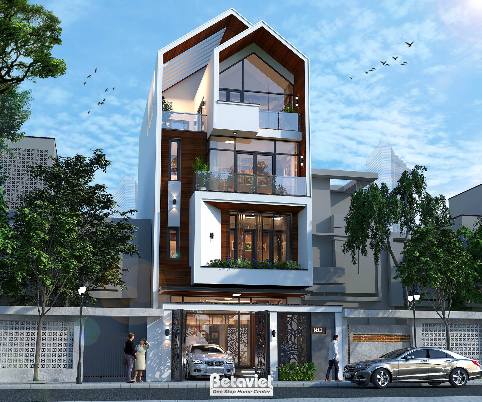 Biệt thự 4 tầng hiện đại KT24773 – phối cảnh mặt tiền