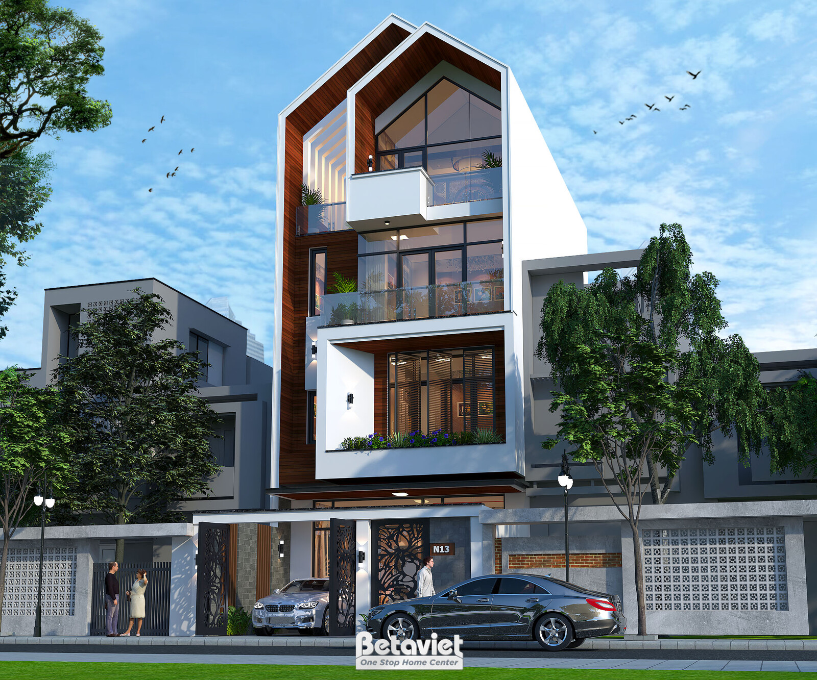 Biệt thự 4 tầng hiện đại KT24773 – phối cảnh mặt tiền (3)