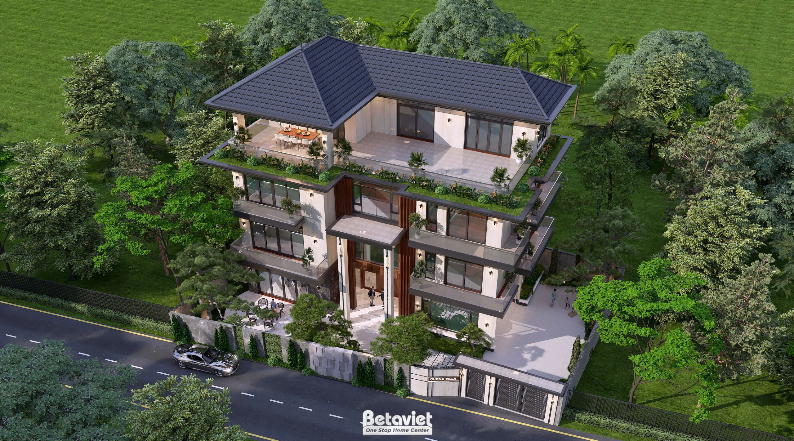 Biệt thự 4 tầng phong cách hiện đại 800m2 tại Thái Nguyên KT24779