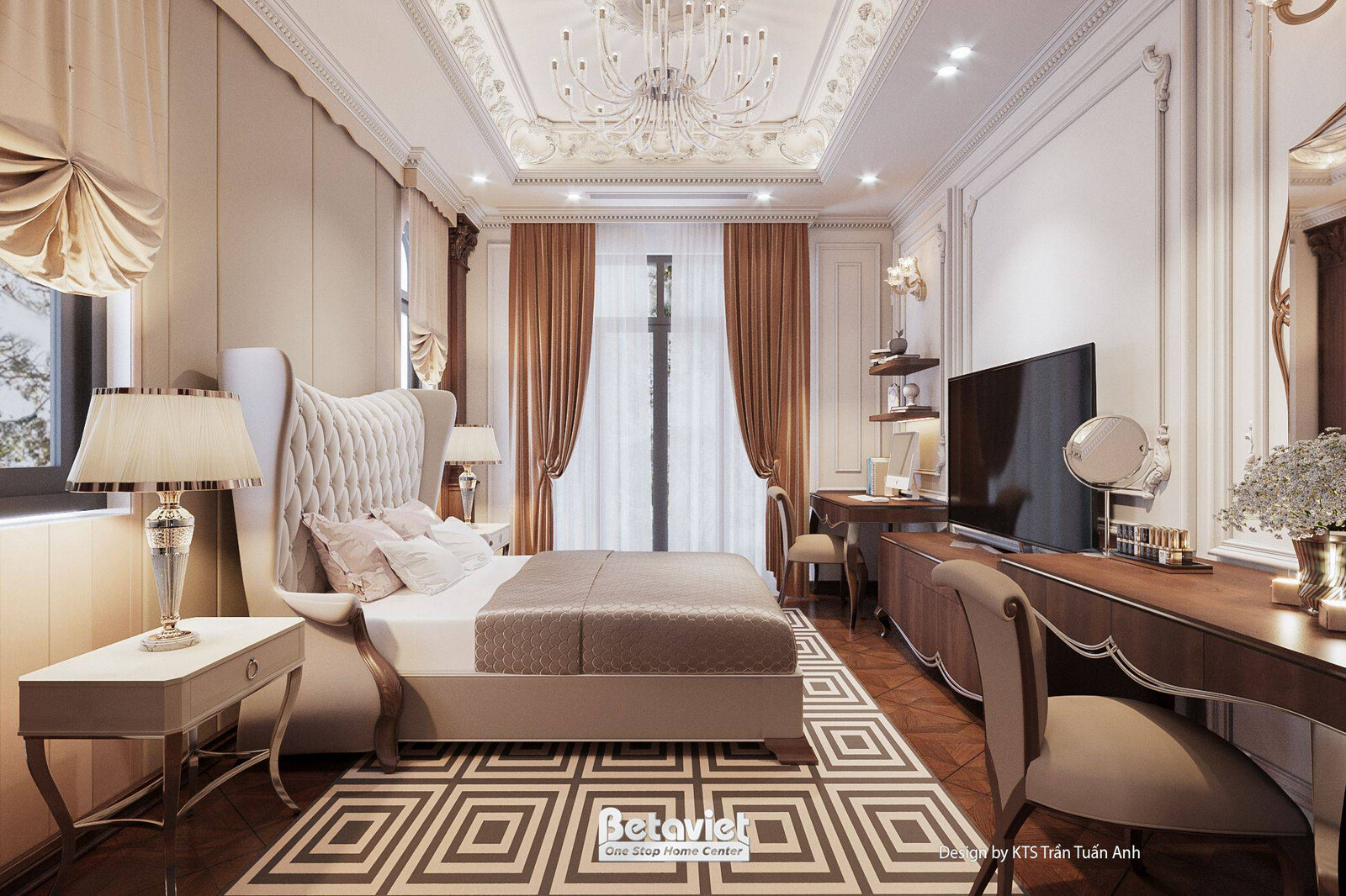 Nội thất phòng ngủ biệt thự tân cổ điển NT25703 – góc nhìn 11