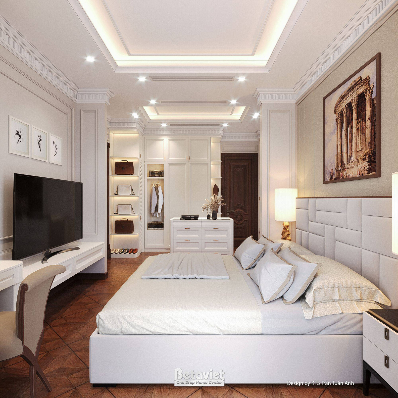Nội thất phòng ngủ biệt thự tân cổ điển NT25703 – góc nhìn 10
